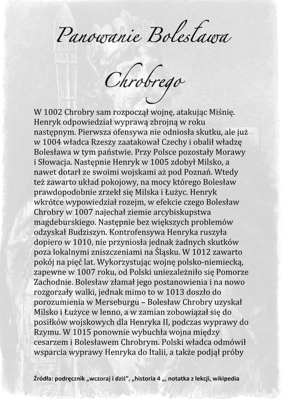 Panowanie Boleslawa
Chrobrego
Po śmierci Mieszka I w 992 roku władzę w państwie
przejął jego najstarszy syn Bolesław, zwany Chrobrym.
Starop