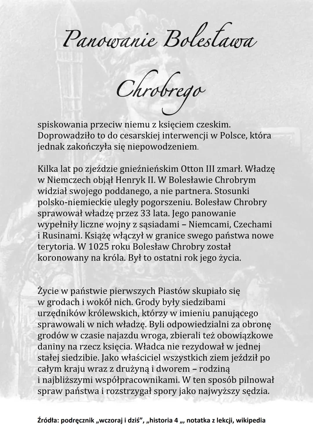 Panowanie Boleslawa
Chrobrego
Po śmierci Mieszka I w 992 roku władzę w państwie
przejął jego najstarszy syn Bolesław, zwany Chrobrym.
Starop