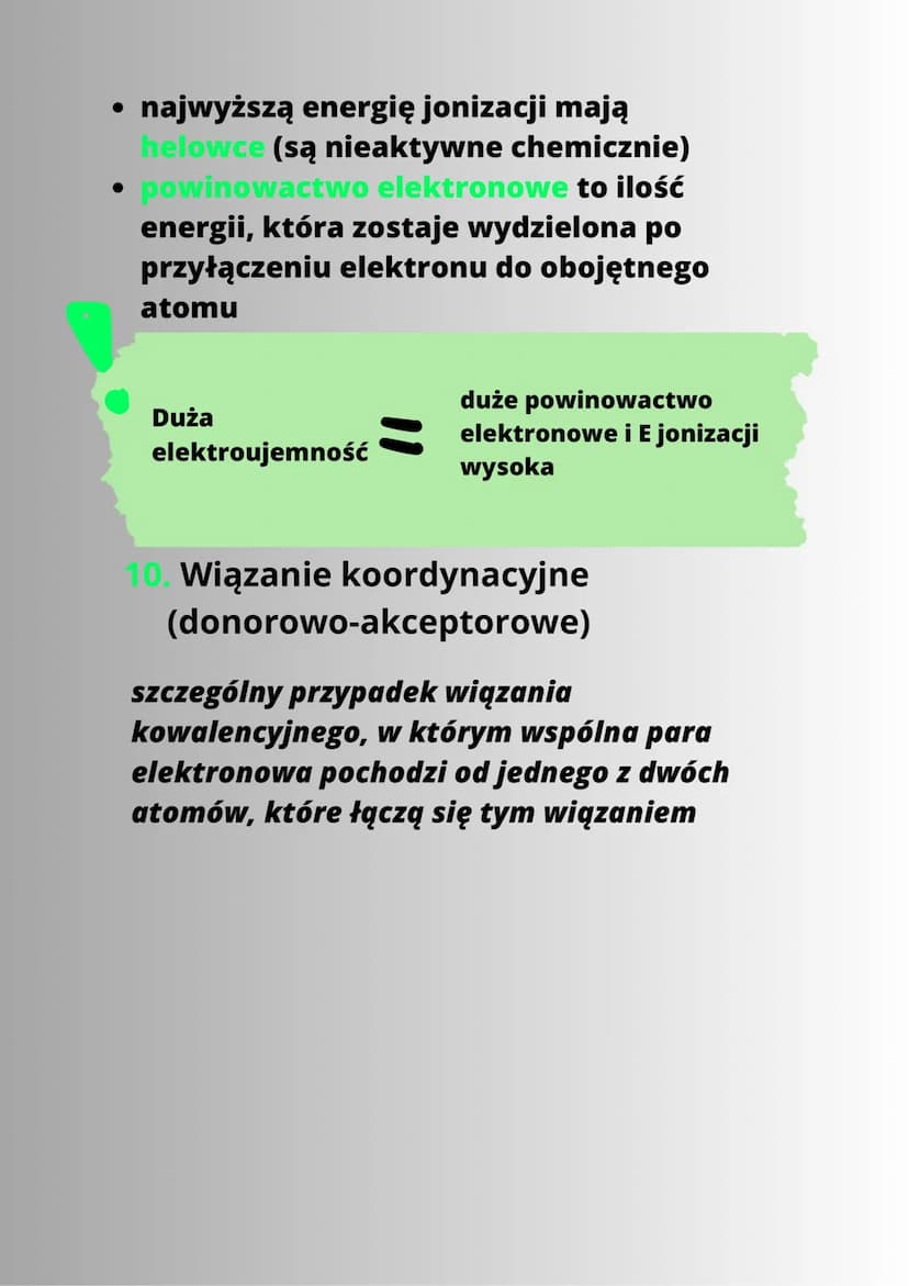 RODZAJE WIĄZAŃ
CHEMICZNYCH
1. Energia wiązania
Energia wiązania to energia jaką trzeba
dostarczyć, by rozerwać dane wiązanie
2. Długość wiąz
