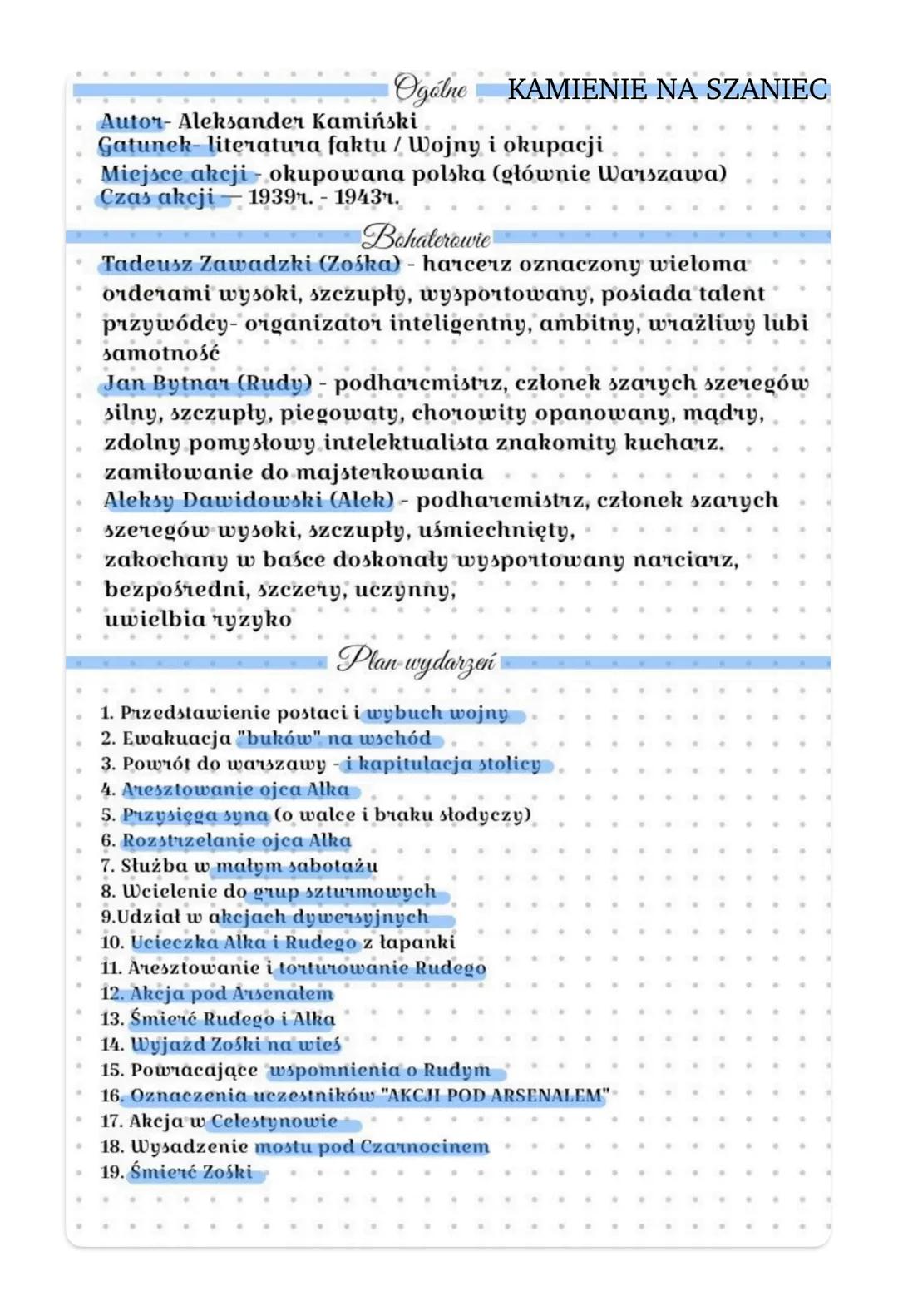 D
Ogólne
Autor- Aleksander Kamiński
Gatunek- literatura faktu / Wojny i okupacji
Miejsce akcji - okupowana polska (głównie Warszawa)
Czas ak