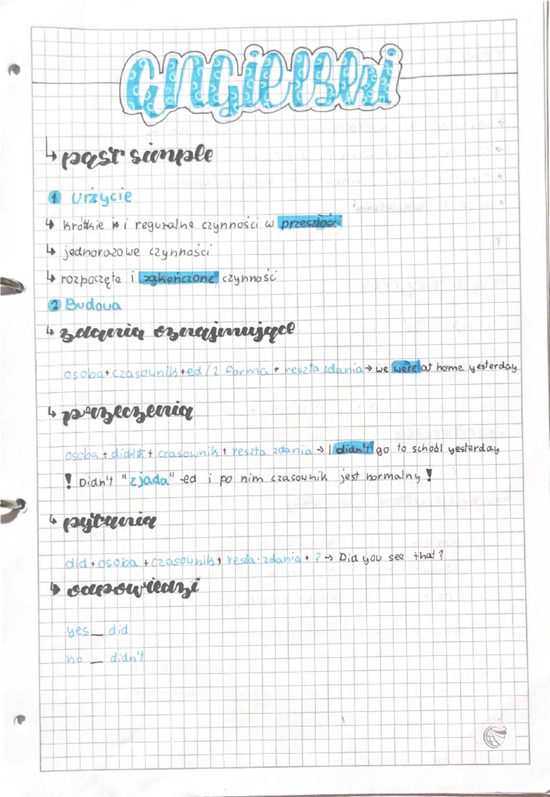 GIULIAISON
past simple
Urzycie
4 krotkie i reguralne czynności w przeszlosed
↳ jednorazowe czynności
↳ rozpoczęte i zakończone czynnośc
2 Bu