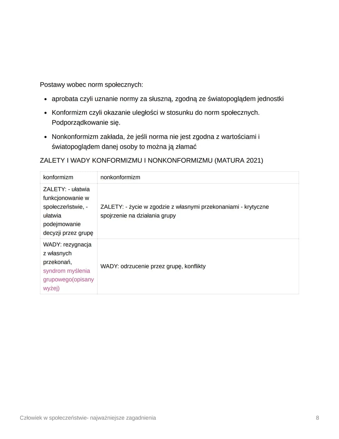 Człowiek w społeczeństwie-
najważniejsze zagadnienia
Potrzeby człowieka → odczuwalny brak czegoś co jest dla danej osoby ważne lub
niezbędne