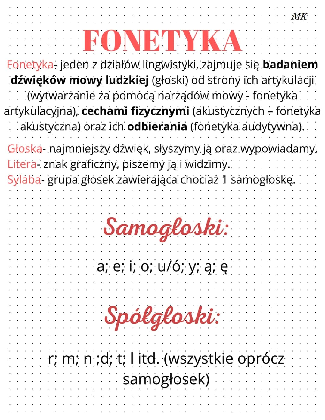 FONETYKA
Fonetyka: jeden z działów lingwistyki, zajmuje się badaniem
dźwięków mowy ludzkiej (głoski) od strony ich artykulacji
⠀⠀⠀(wytwarzan