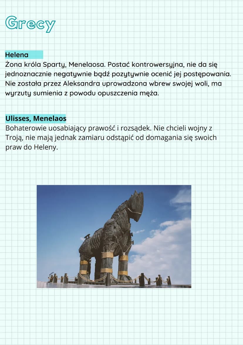 Bohaterowie odprawy
postów greckich
☆
Trojańczycy
Aleksander (Parys)
Syn króla Troi, Priama. Człowiek, który nie jest w stanie opanować
włas