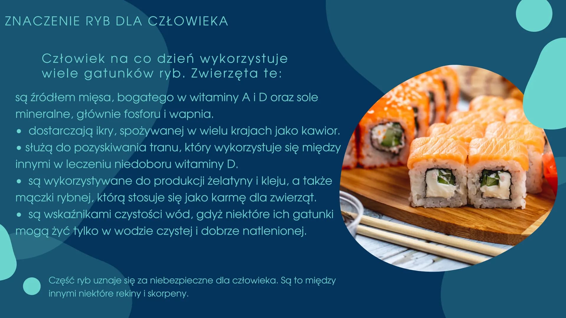 PRZEGLĄDI
ZNACZENIE RYB CZEGO DOWIEMY SIĘ Z TEJ
PREZENTACJI?
.Znaczenie ryb w przyrodzie
•Znaczenie ryb dla człowieka
•Zagrożenia i sposoby 