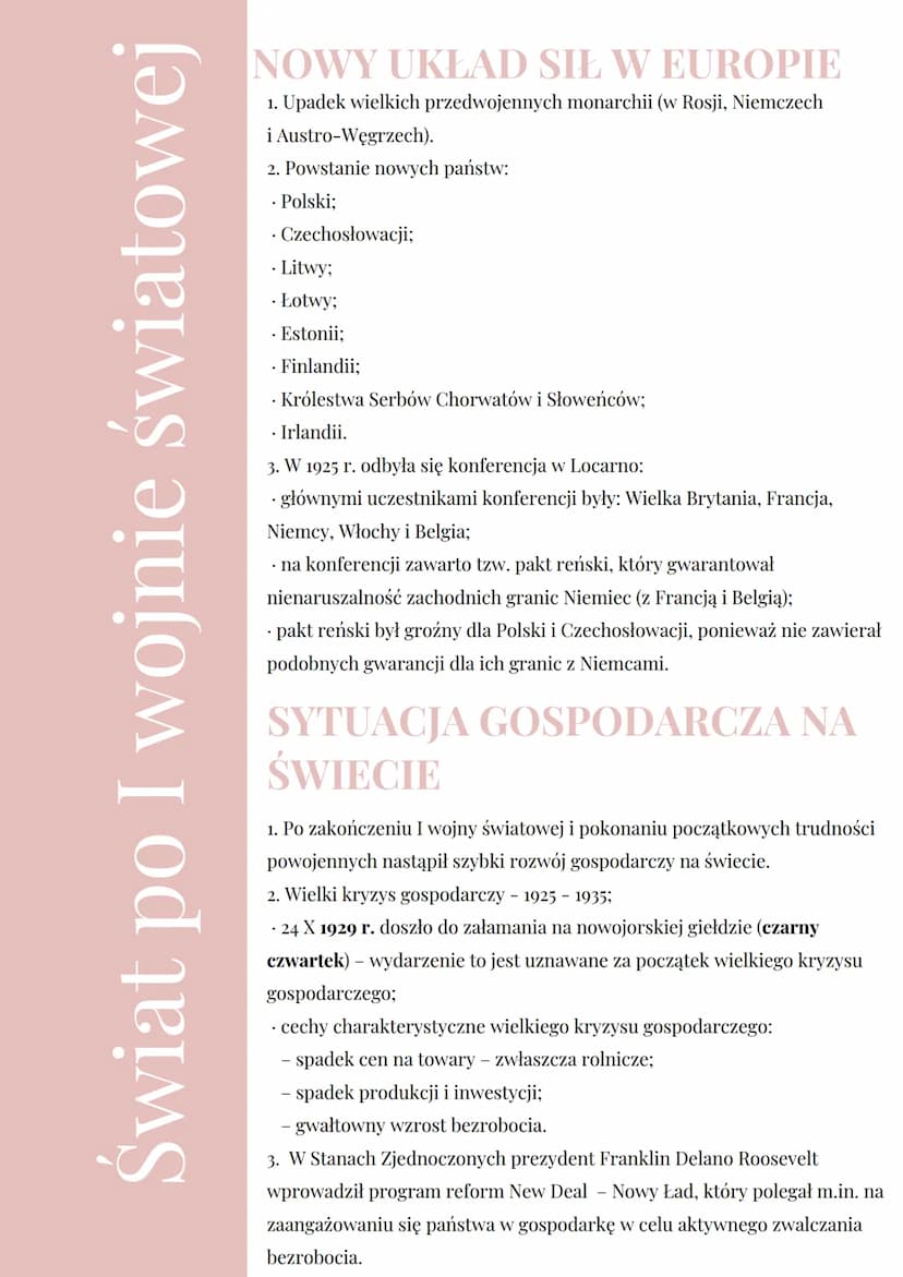 Świat po I wojnie światowej
ŁAD WERSALSKI
1. Zakończenie I wojny światowej:
- po zakończeniu I wojny światowej w Paryżu odbyła się konferenc