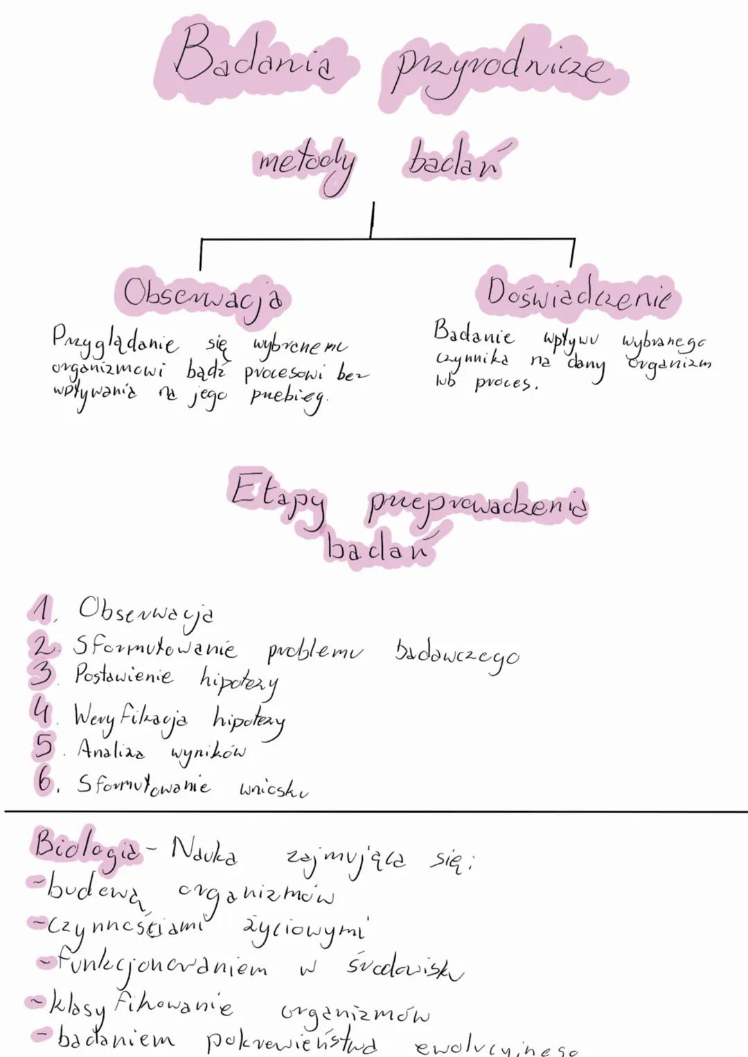 Badania przyrodnicze
metedly bodan
Obserwacja
Przygladanie się wybrene mu
organizmowi badz procesowi ber
wplywania ne jego puebieg.
Etapy pr