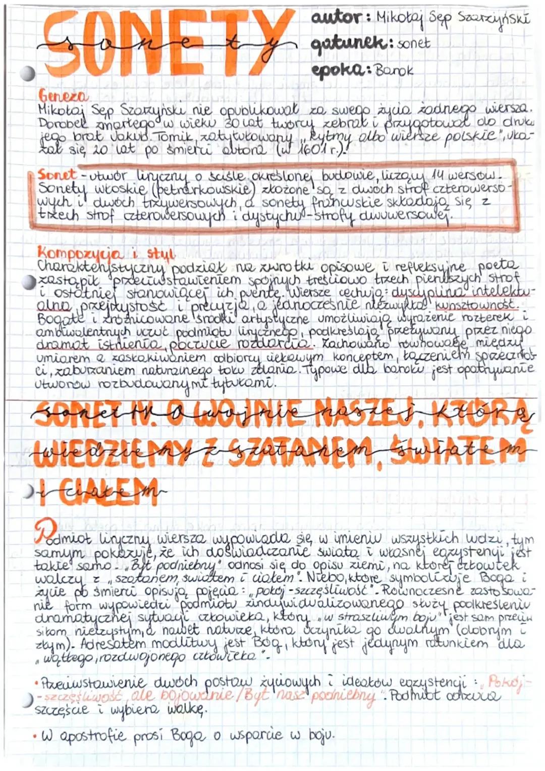 Sonety - Mikołaj Sęp-Szarzyński