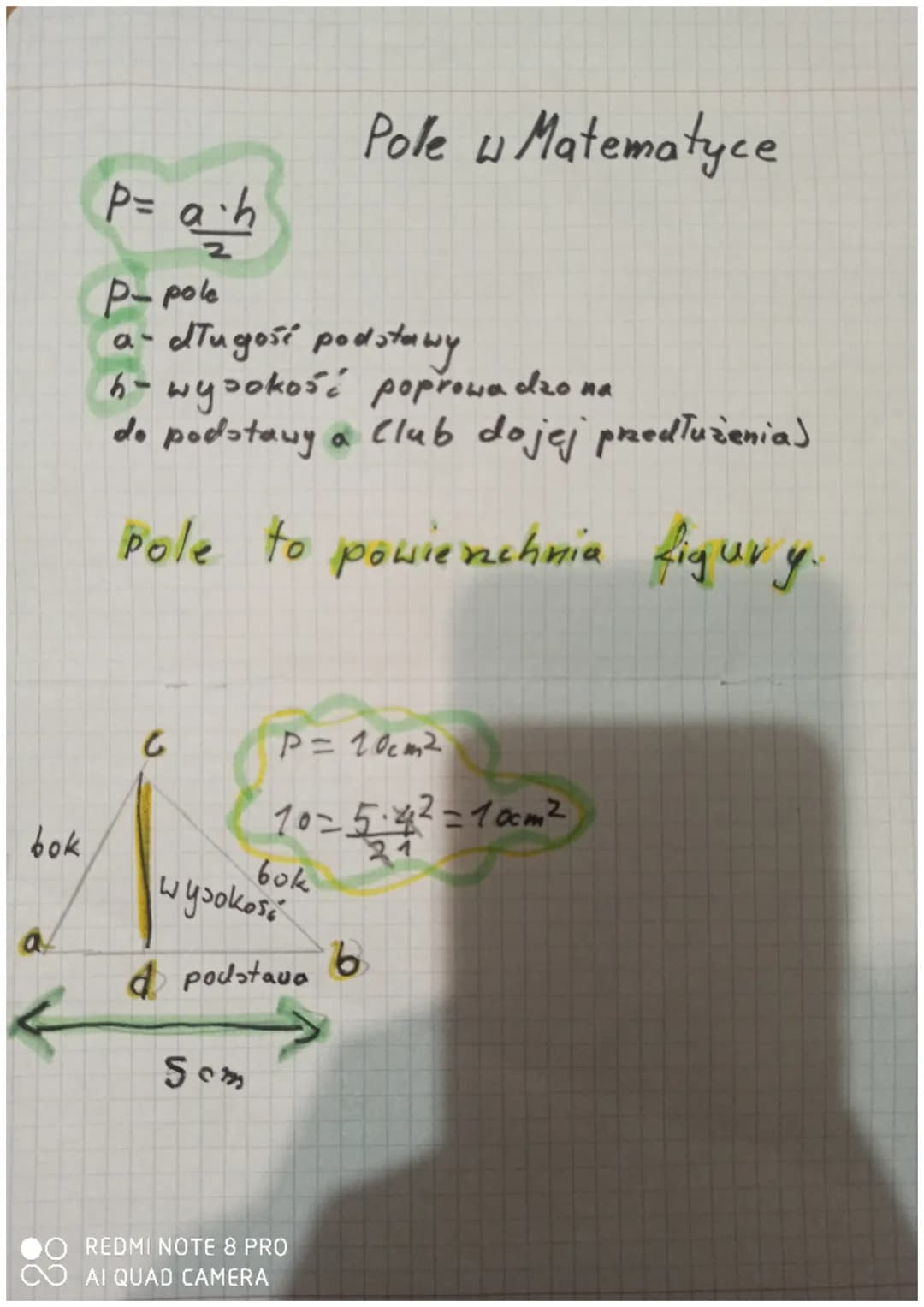 bok
a
P= a h
P-pole
długość podstawy
h- wysokość poprowadzona
do podstawy a Club dojej przedłużenia)
Pole to powierzchnia figury.
C
Som
P=20