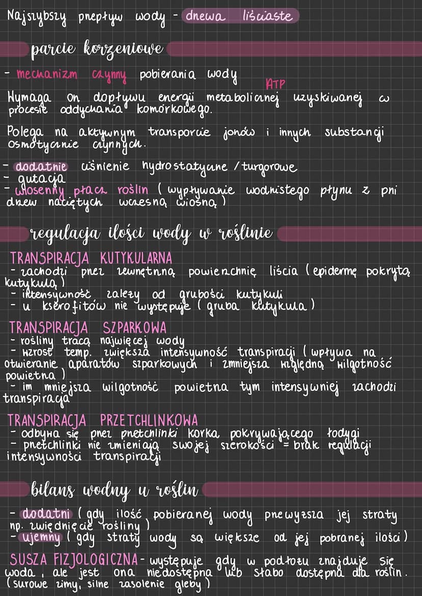 Gospodarka wodna roślin
ROŚLINY LADOWE
ROŚLINY PIERWOTNIE
HODNE
chłonięcie H₂0
cato powienchnią ciała
TRANSPIRACJA
usuwanie H₂O w stanie
GAZ
