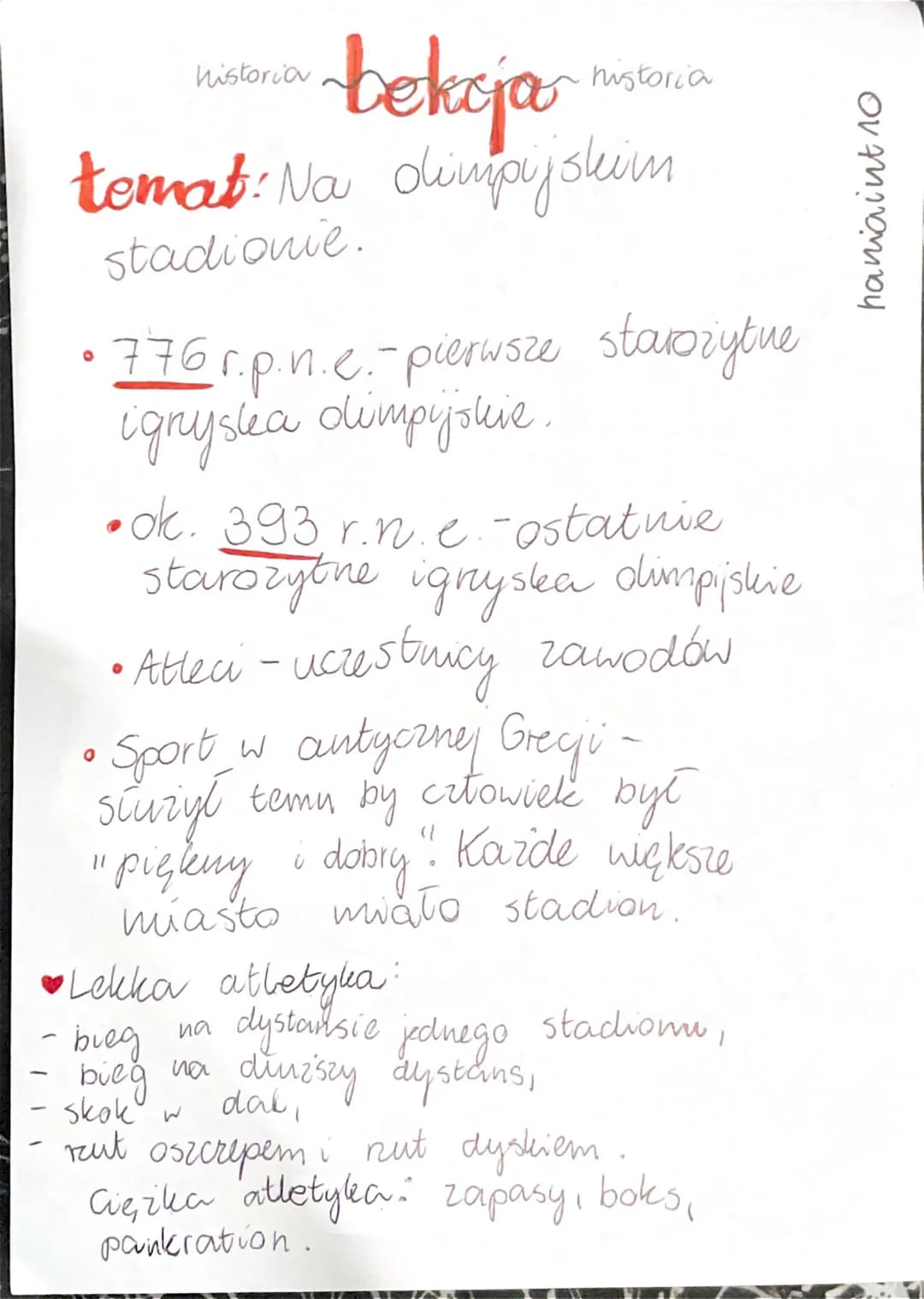 bekoja
temat: Na dimpijskim
stadionie.
-
-
historia
O
•776 r.p.n.c.- pierwsze starożytne
igryslea dimpijskie.
•Lekka atletyka:
historia
• ok