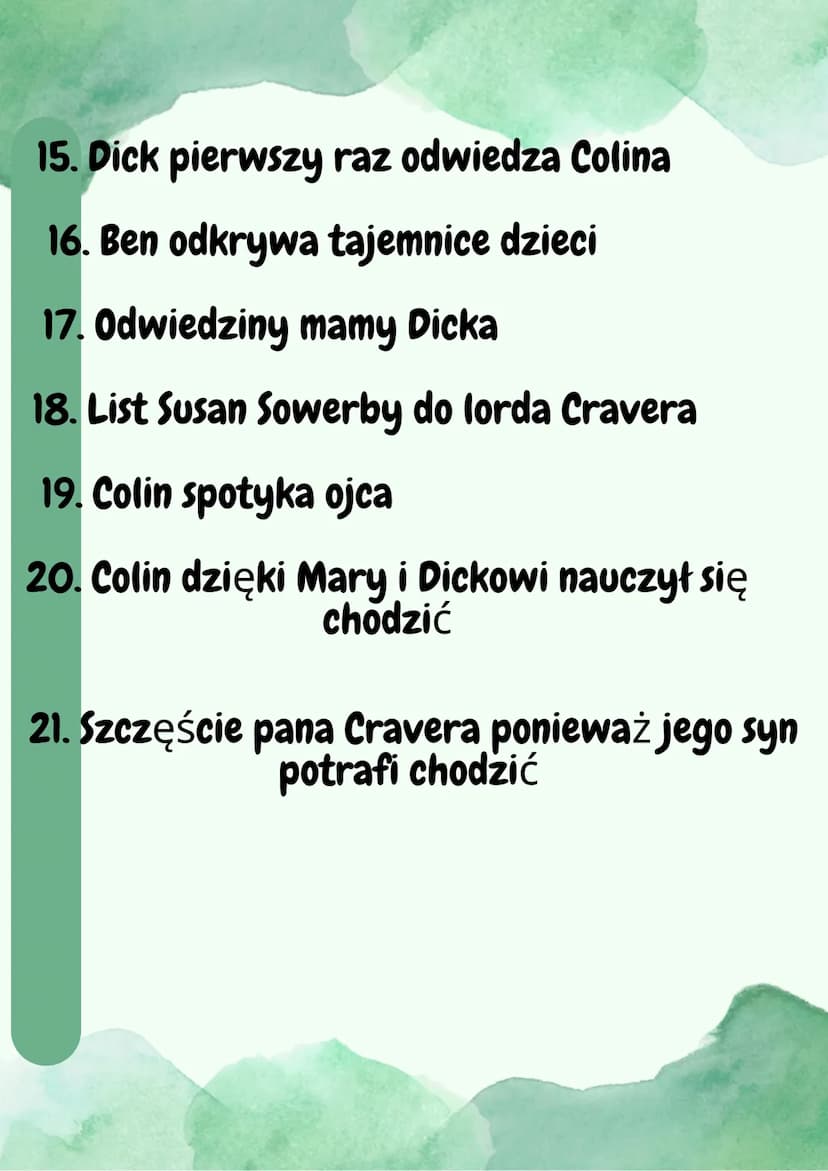 Tajemniczy Ogród -
GŁÓWNE POSTACIE:
Mary Lennox-
dziesięcioletnia
dziewczynka która została
"osierocona" ponieważ jej
rodzice zachorowali. M
