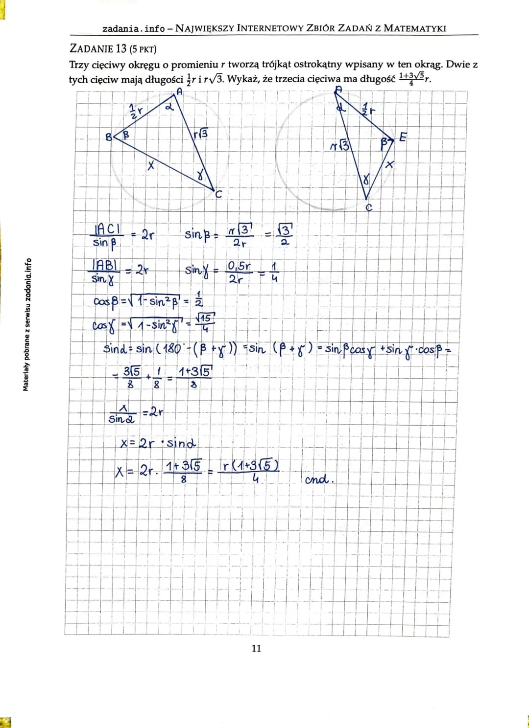 Materiały pobrane z serwisu zadania.info
zadania.info - Największy INTERNETOWY ZBIÓR ZADAŃ Z MATEMATYKI
Zadania zamknięte
ZADANIE 1 (1 PKT)
