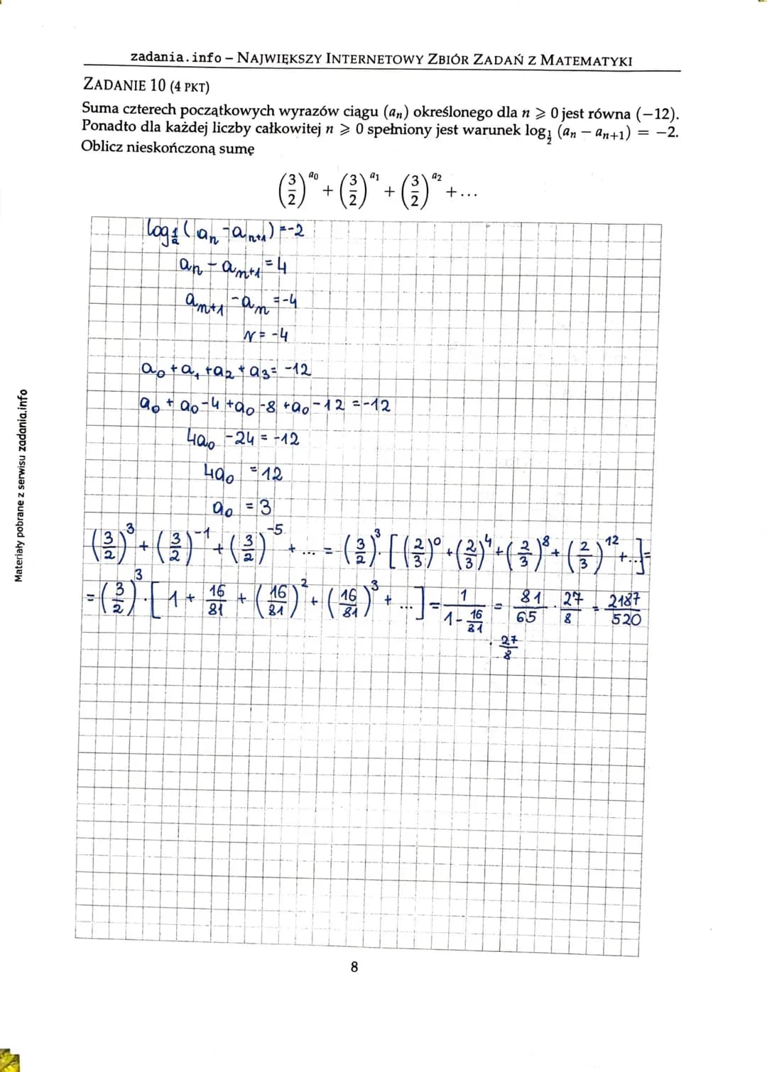 Materiały pobrane z serwisu zadania.info
zadania.info - Największy INTERNETOWY ZBIÓR ZADAŃ Z MATEMATYKI
Zadania zamknięte
ZADANIE 1 (1 PKT)
