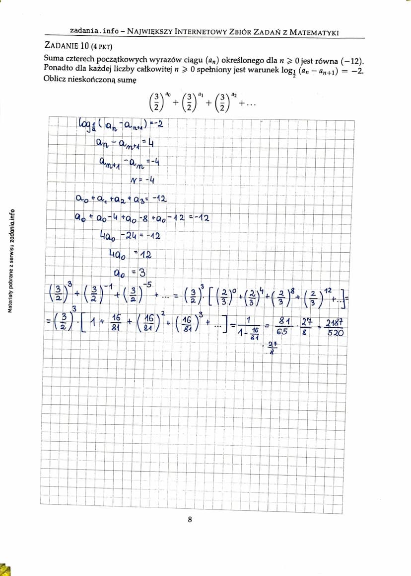 Materiały pobrane z serwisu zadania.info
zadania.info - Największy INTERNETOWY ZBIÓR ZADAŃ Z MATEMATYKI
Zadania zamknięte
ZADANIE 1 (1 PKT)
