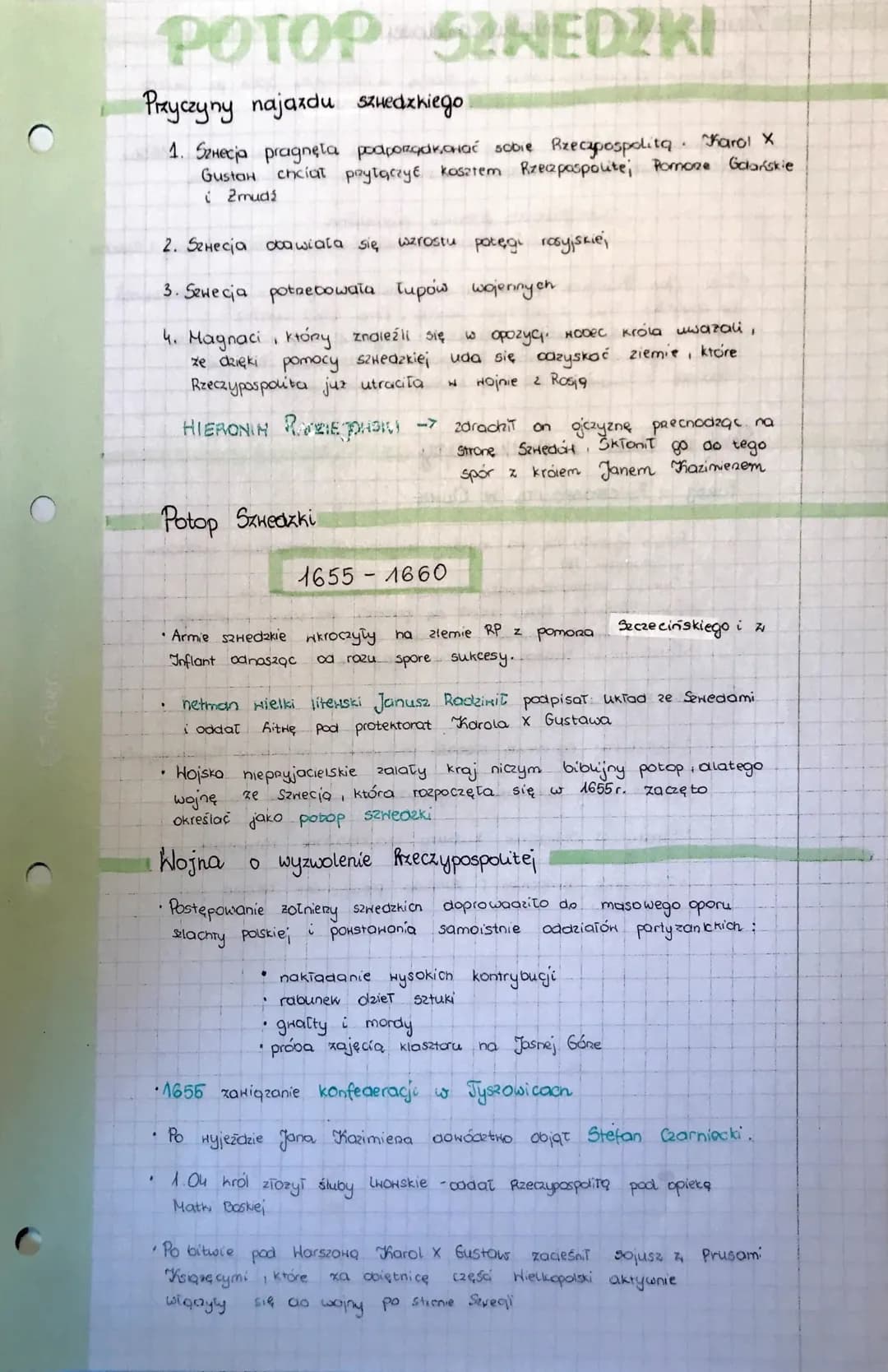 POTOP SENEDZKI
Przyczyny najazdu szwedzkiego
1. Szwecja pragnęta podporządkować sobie Breczpospolitą. Karol X
Gustan chciat poytaczyć koszte
