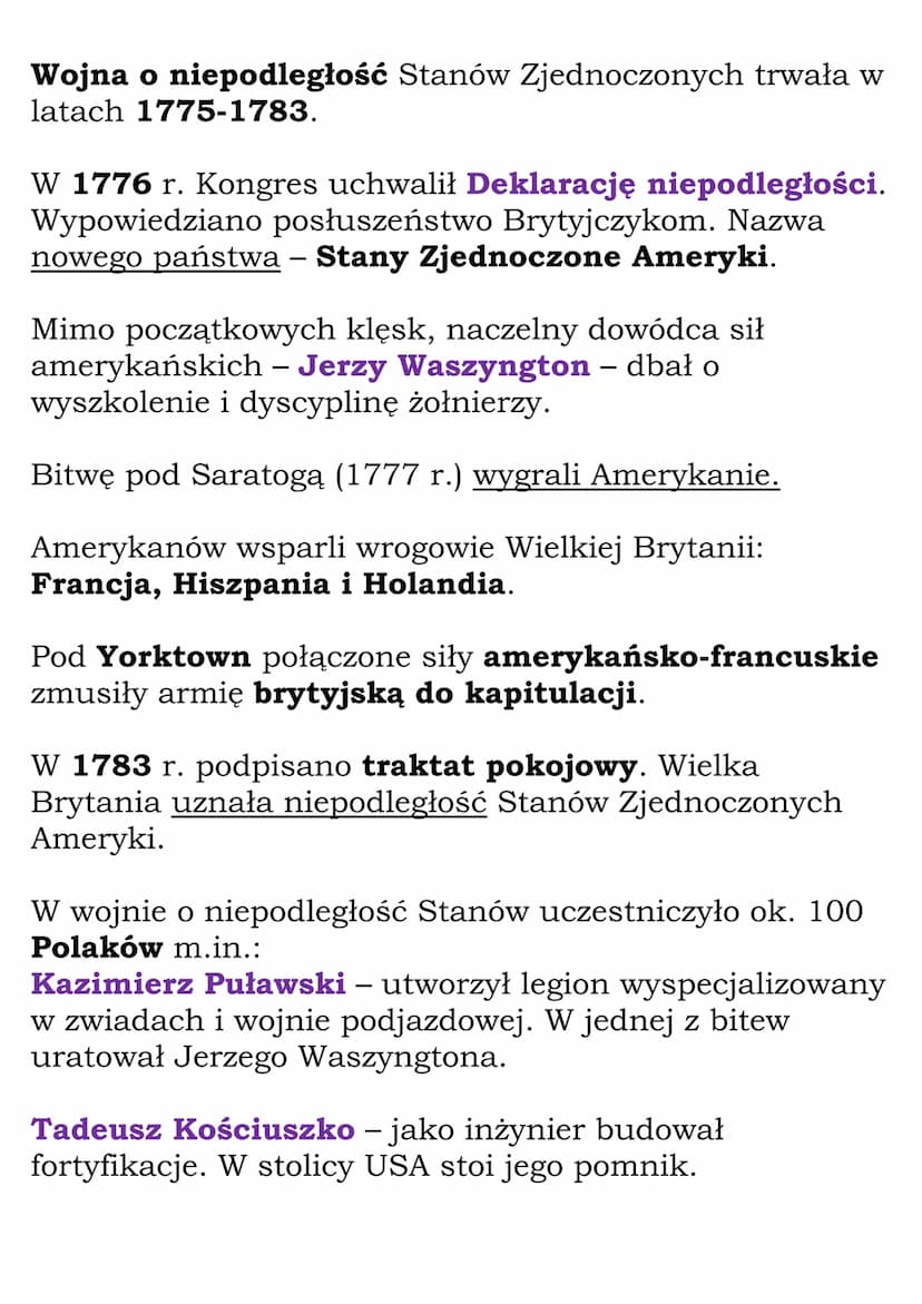 <h2 id="powstanieusawskrcie">Powstanie USA w skrócie</h2>
<p>Od XVII w. na wschodnim wybrzeżu Ameryki Pn. zaczęli osiedlać się Anglicy. W po
