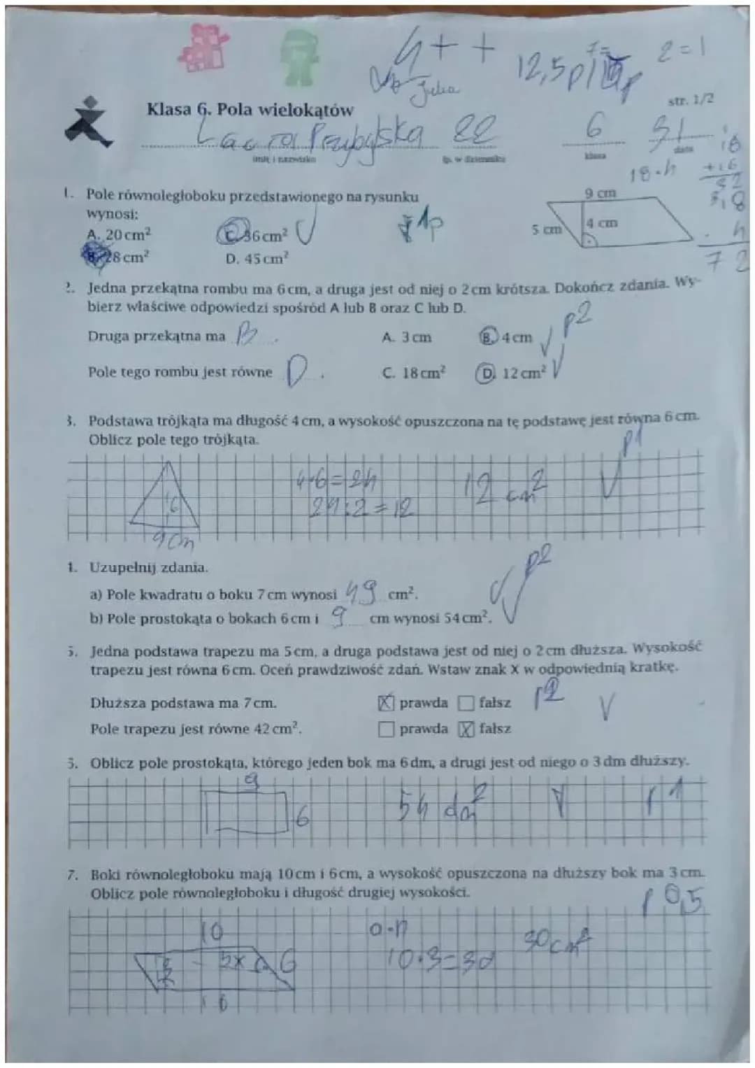 Test Pola wielokątów 