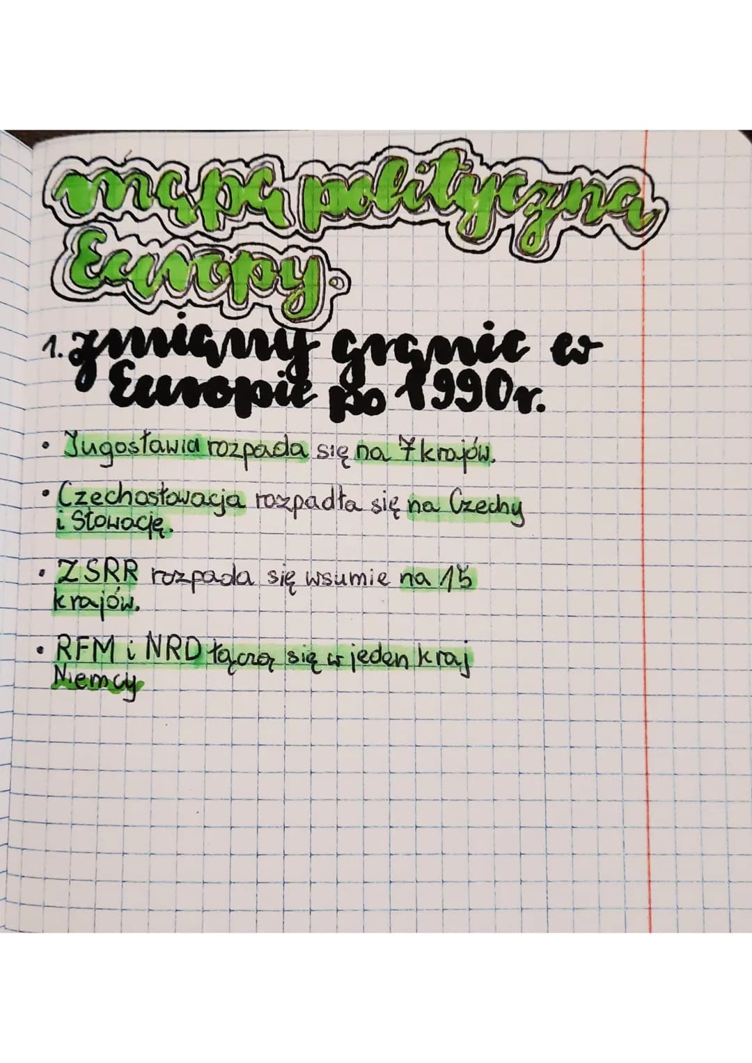 1. zinany g
w
Europie po 1990r.
granic
Jugostawia rozpada się na 7 krajów.
• Czechosłowacja rozpadła się na Czechy
L Stowację.
8
ZSRR rozpad
