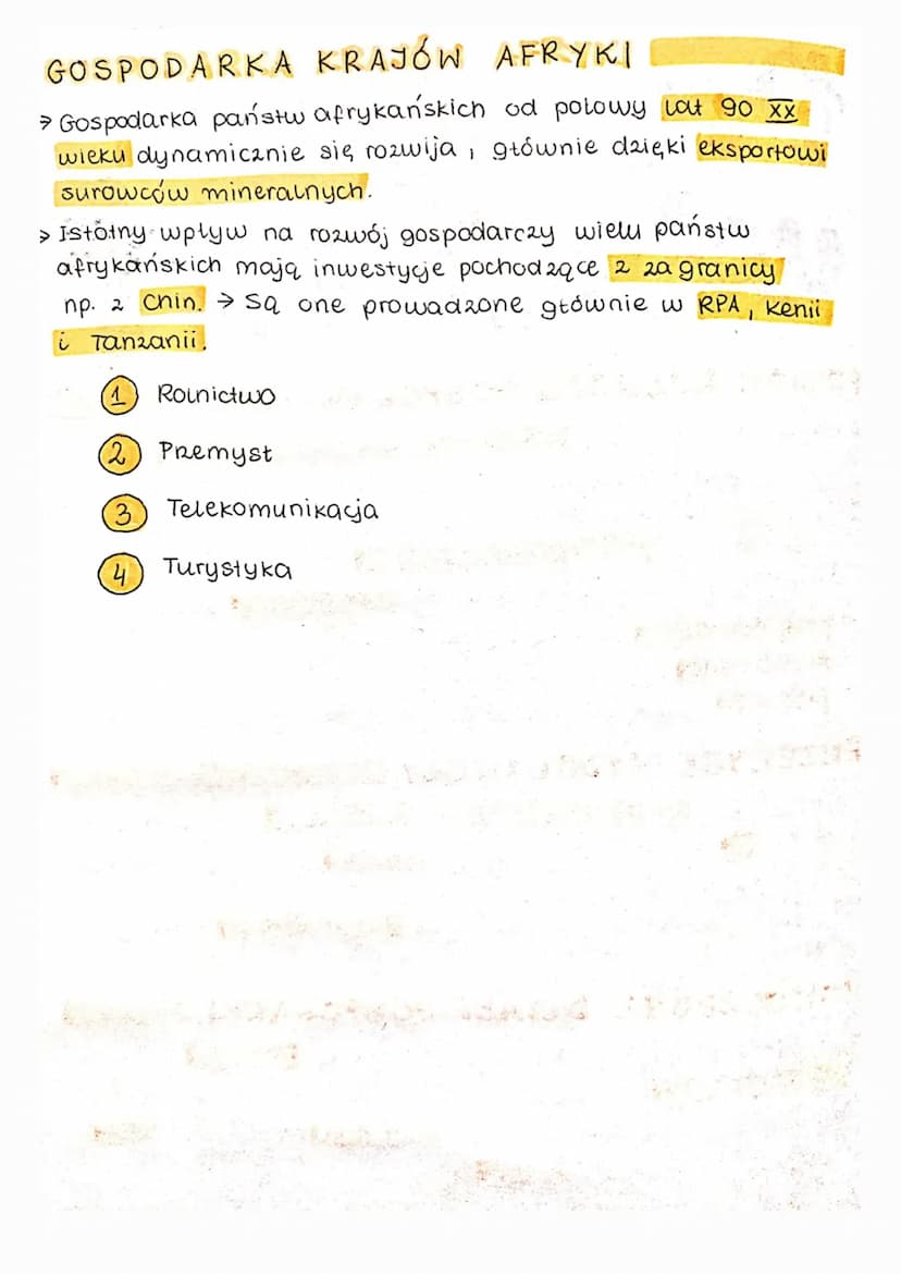 Przemysł i
ustugi tryce
POZIOM ROZWOJU GOSPODARCZEGO
→ Afryka odznacza się bardzo dużym zróżnicowaniem poziomu
rozwoju gospodarczego.
→ Duży