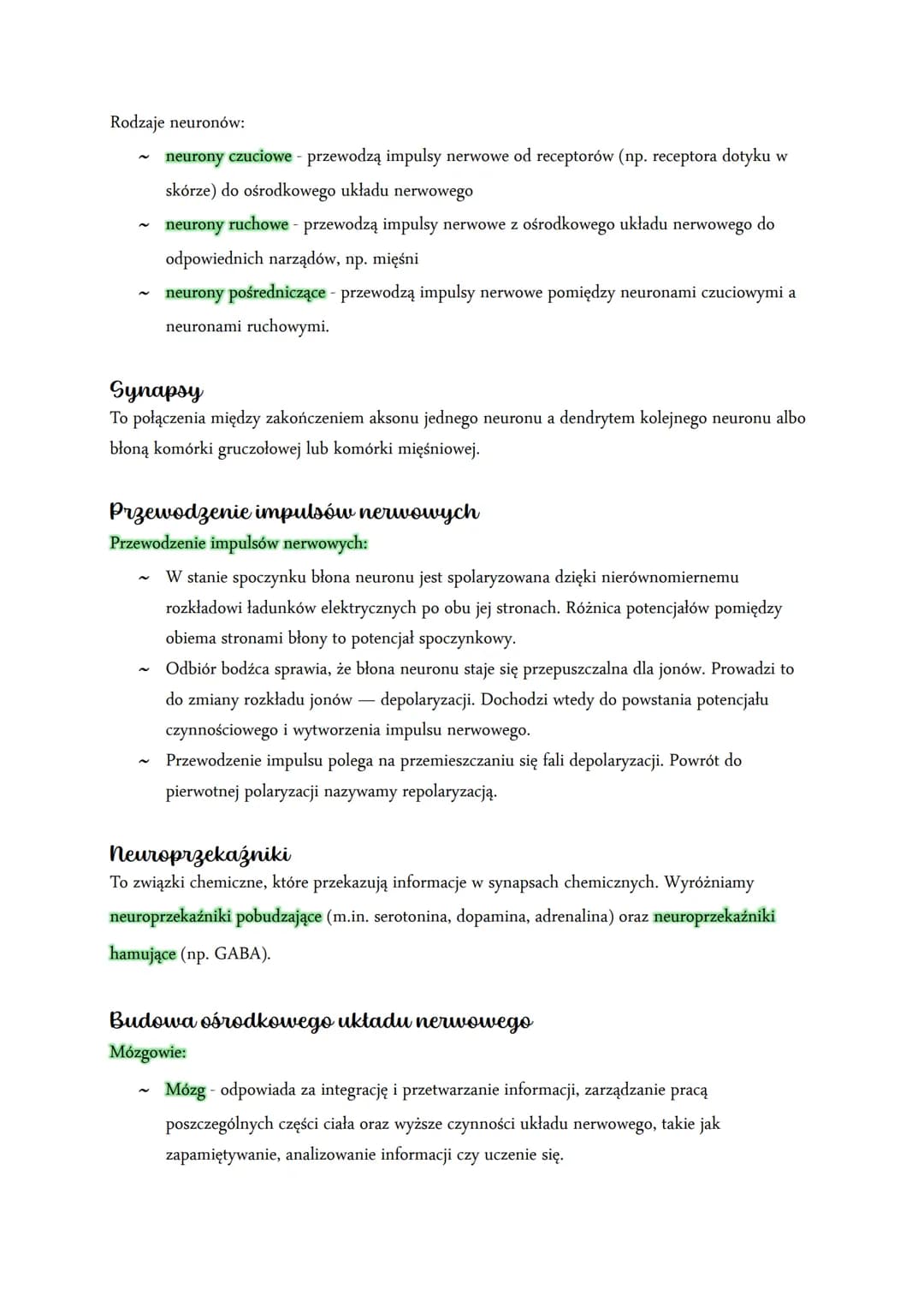 Układ nerwowy
Funkcje układu nerwowego
~
~
Odbiór i analiza bodźców pochodzących ze środowiska zewnętrznego i z wnętrza ciała.
Reakcja na bo