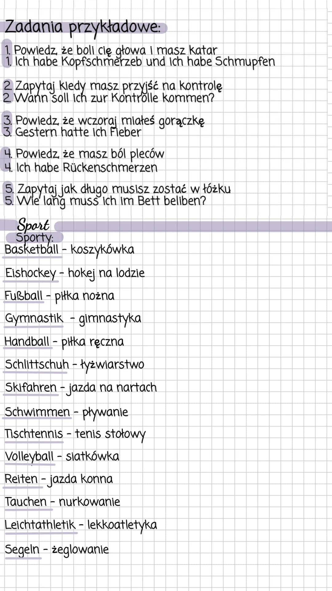Niemiecki
Części ciała
der Kopf- głowa
- das Auge, -n - oko,oczy
- die Nase - nos
Dział 3
- das Haar, -e - włos, włosy
- das Gesicht - twarz