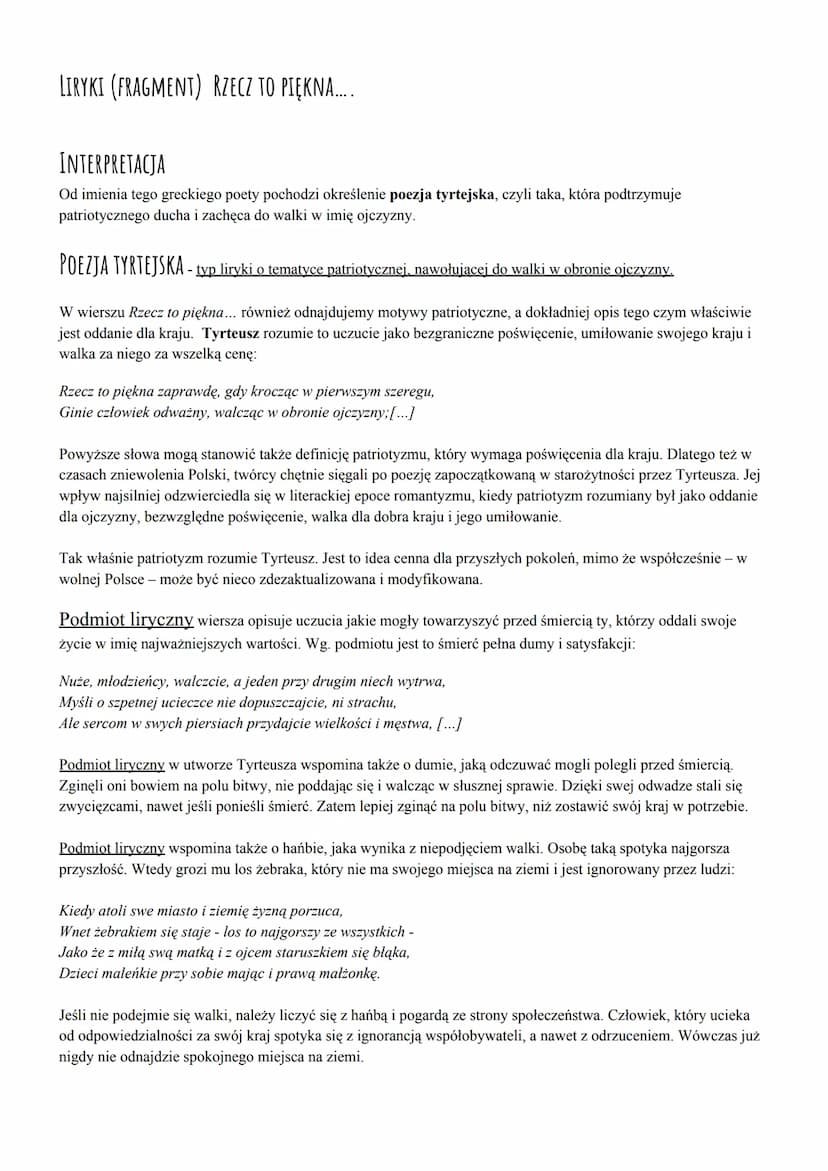 TYRTAJOS, TYRTEUSZ (VII W. P.N.E.) - grecki poeta pochodzący najprawdopodobniej z Aten, osiadły
w Sparcie, autor m.in. patriotycznych elegii