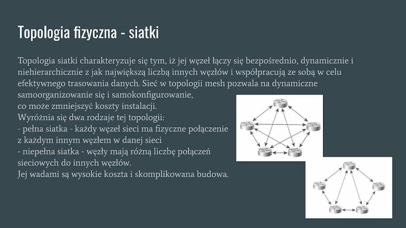 Topologia sieci komputerowej Co to jest topologia sieci komputerowej?
Topologia sieci jest schematycznym opisem układu fizycznych i logiczny