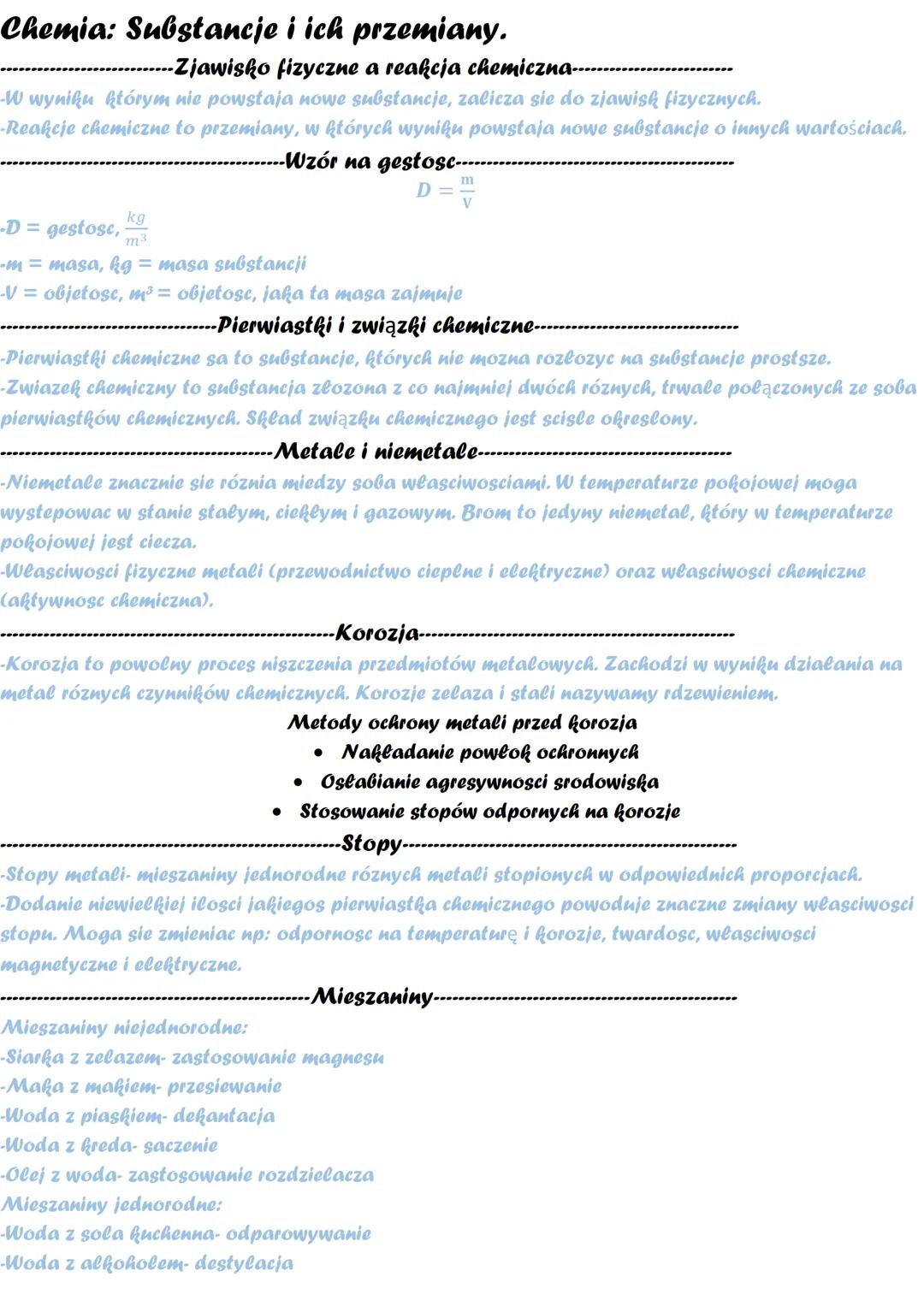 Chemia: Substancje i ich przemiany.
-Zjawisko fizyczne a reakcja chemiczna---
-W wyniku którym nie powstaja nowe substancje, zalicza sie do 