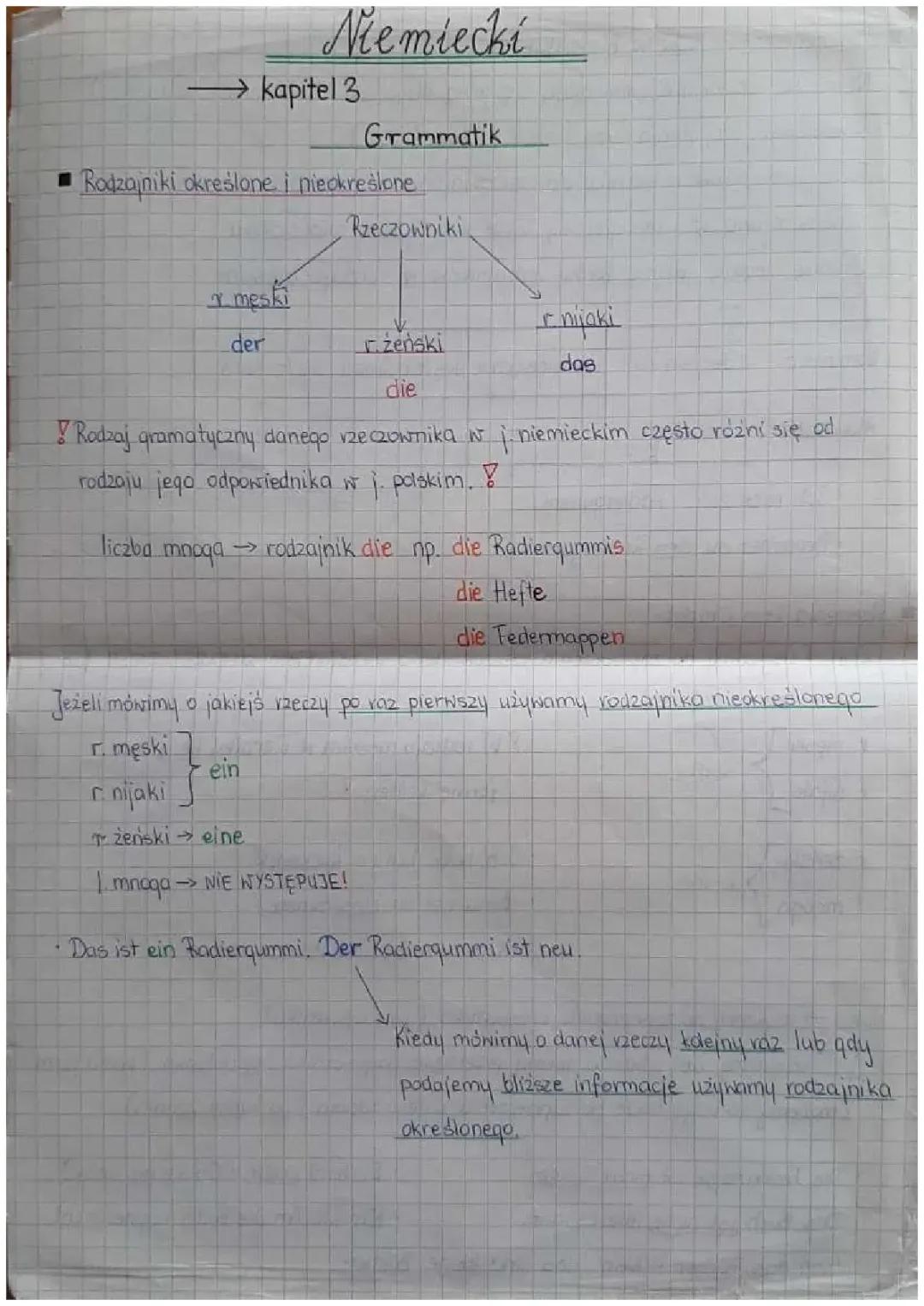 Gramatyka niemiecka: Rodzajniki, Odmiana i Przeczenia