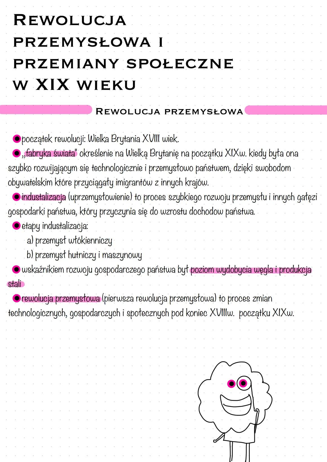 REWOLUCJA
PRZEMYSŁOWA I
PRZEMIANY SPOŁECZNE
W XIX WIEKU
REWOLUCJA PRZEMYSŁOWA
początek rewolucji: Wielka Brytania XVIII wiek.
,,fabryka świa