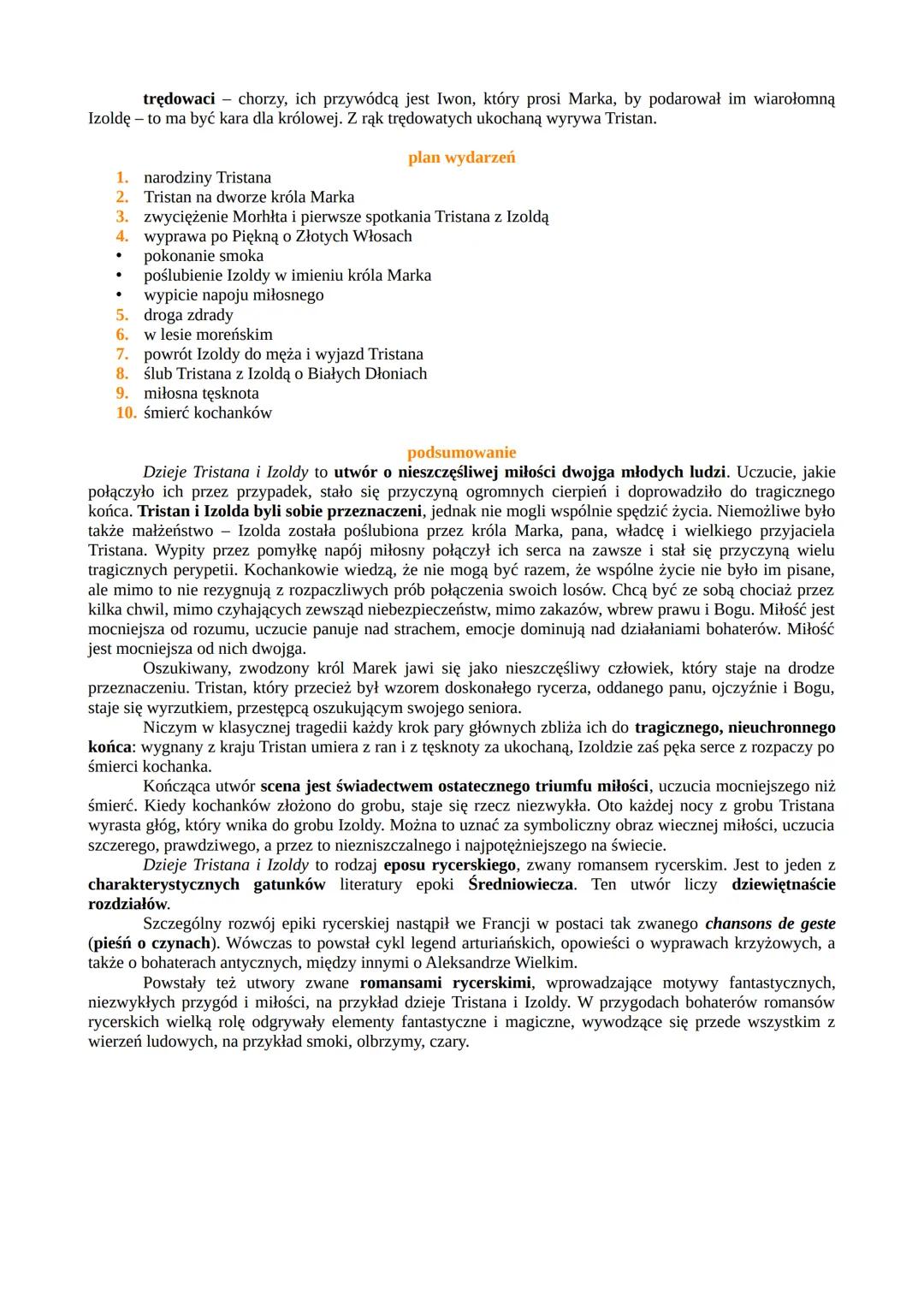 # Dzieje Tristana i Izoldy

*   rodzaj literacki: epika
*   gatunek literacki: romans rycerski

## czas i miejsce postania utworu

Uważa się