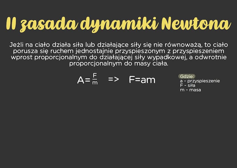 I zasada dynamiki Newtona
Zasada bezwładności
Jeżli na ciało nie działa żadna siła lub działające siły się równoważą, to
ciało pozostaje w s