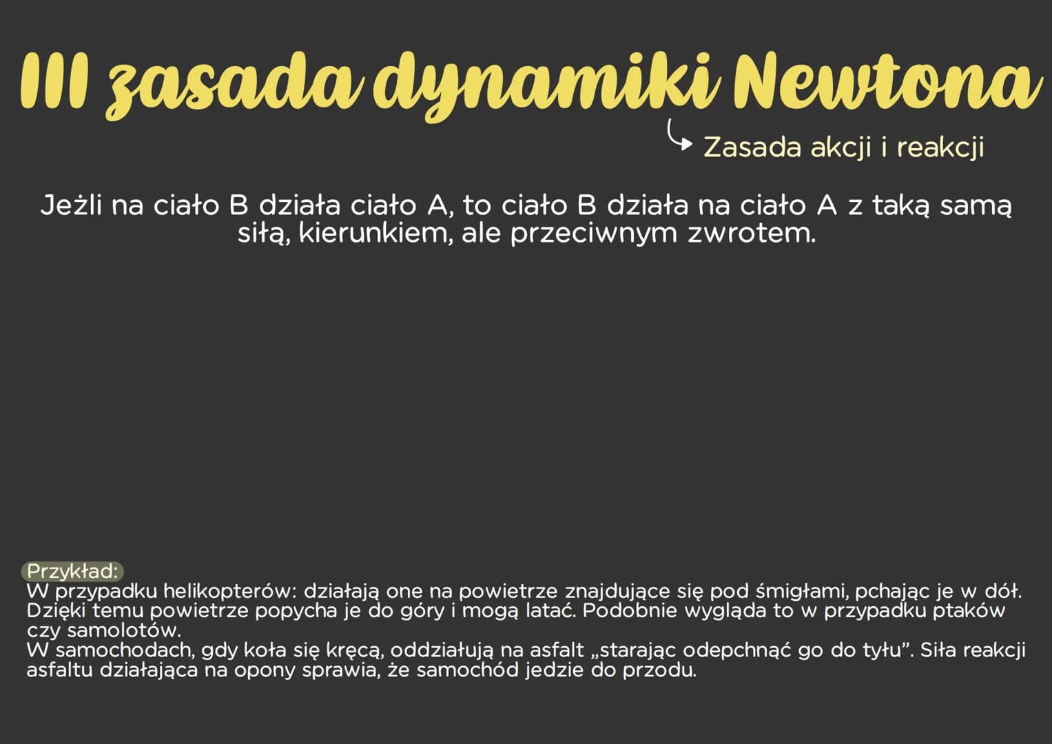 I zasada dynamiki Newtona
Zasada bezwładności
Jeżli na ciało nie działa żadna siła lub działające siły się równoważą, to
ciało pozostaje w s