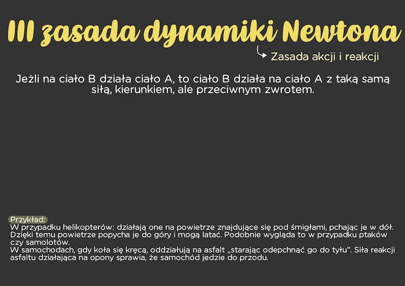 I zasada dynamiki Newtona
Zasada bezwładności
Jeżli na ciało nie działa żadna siła lub działające siły się równoważą, to
ciało pozostaje w s