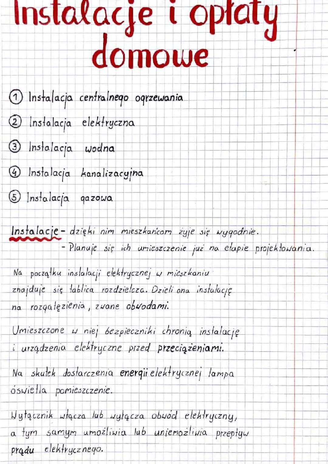 Instalacje i opłaty domowe