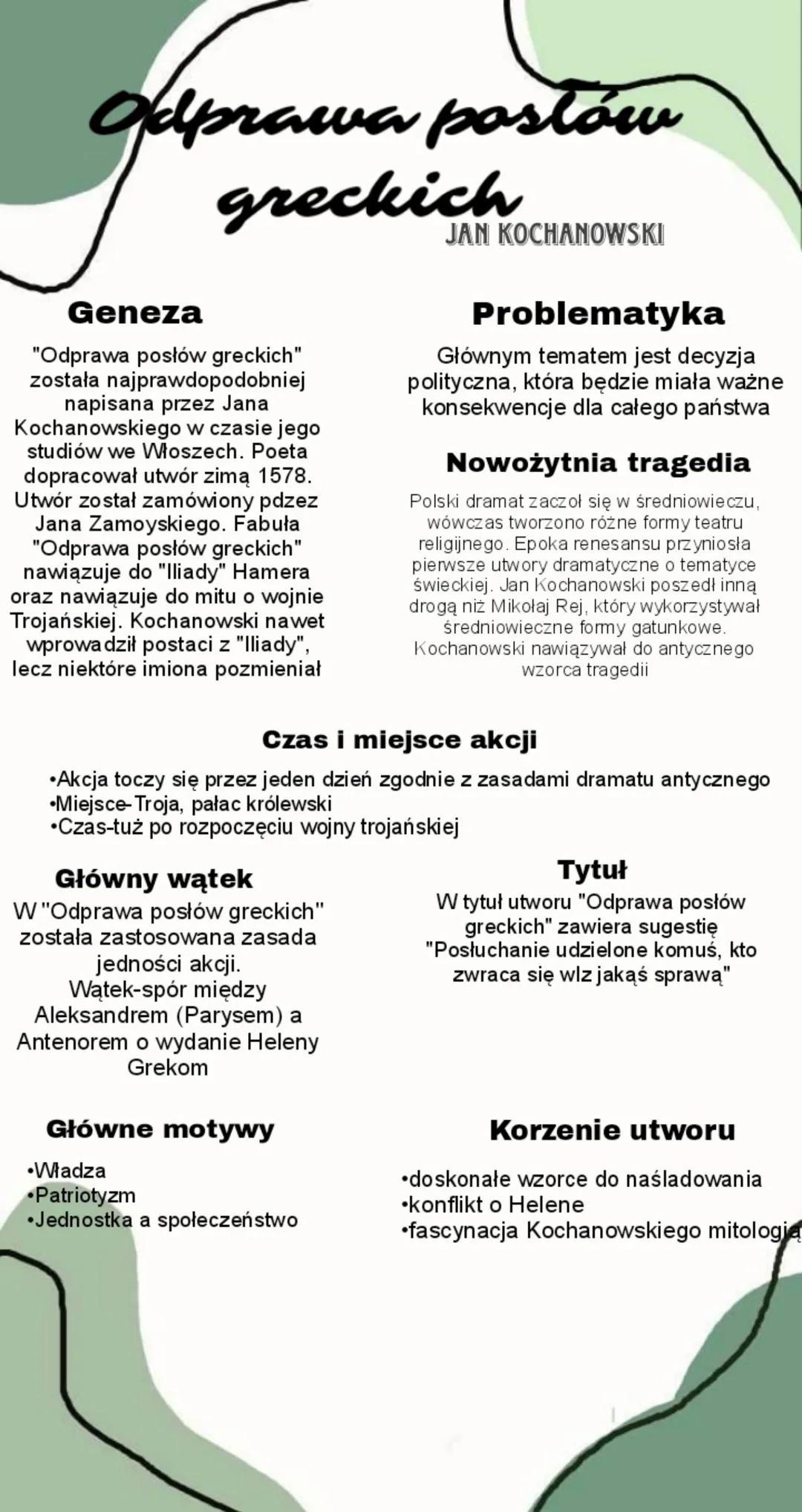 # Odprava postów
greckich

JAN KOCHANOWSKI

## Geneza

"Odprawa posłów greckich"
została najprawdopodobniej
napisana przez Jana
Kochanowskie