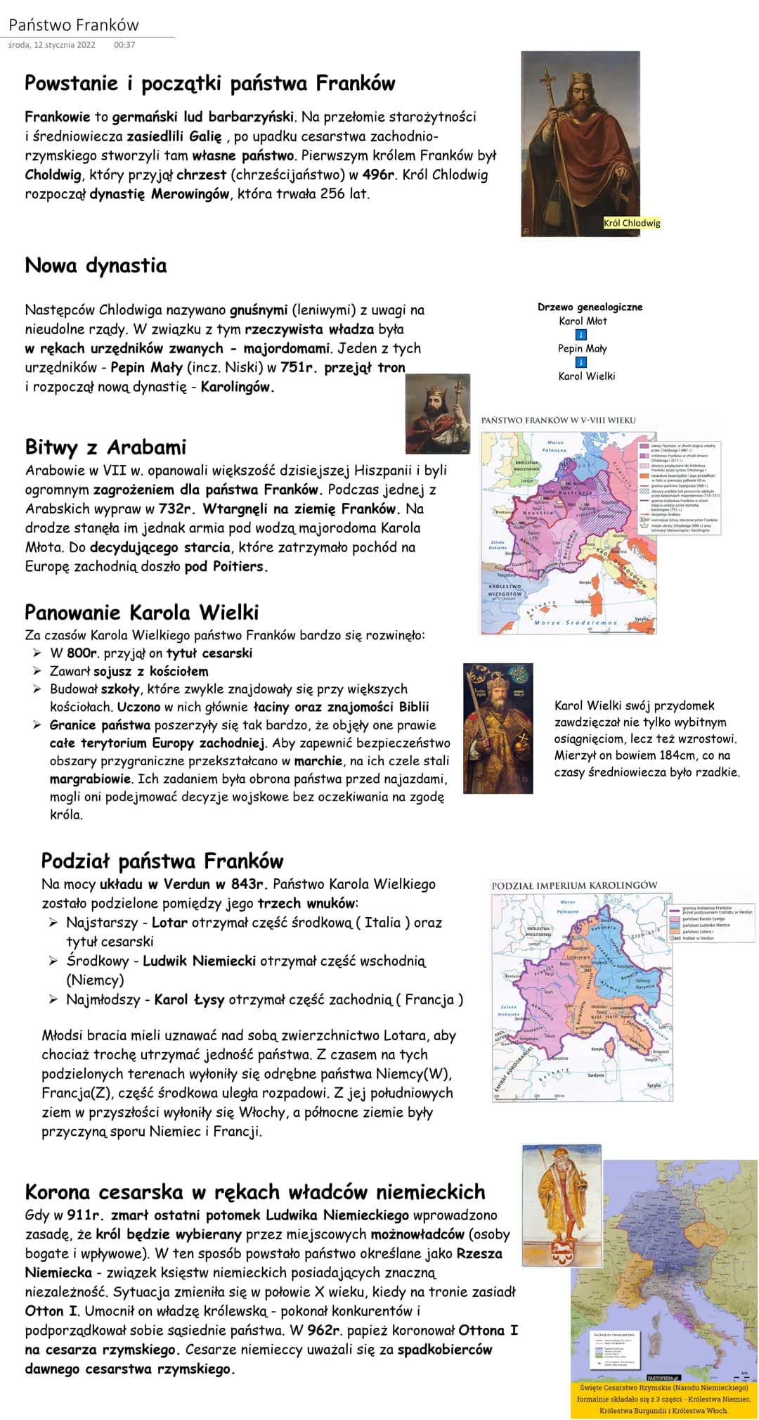 Państwo Franków
środa, 12 stycznia 2022 00:37
Powstanie i początki państwa Franków
Frankowie to germański lud barbarzyński. Na przełomie sta