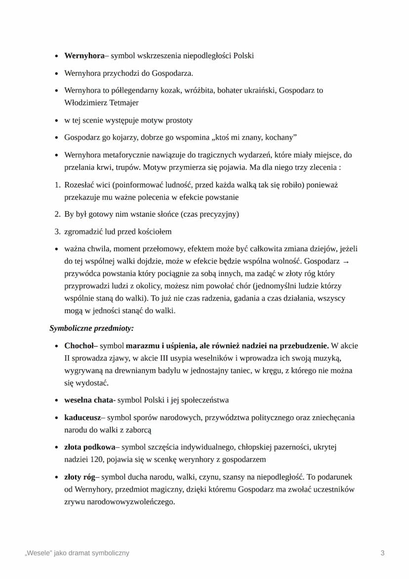 ,,Wesele" jako dramat symboliczny
Wymowa oparta jest na wszechobecnych symbolach zawartych w utworze.
Symboliczne postaci:
• Rycerz- symbol 