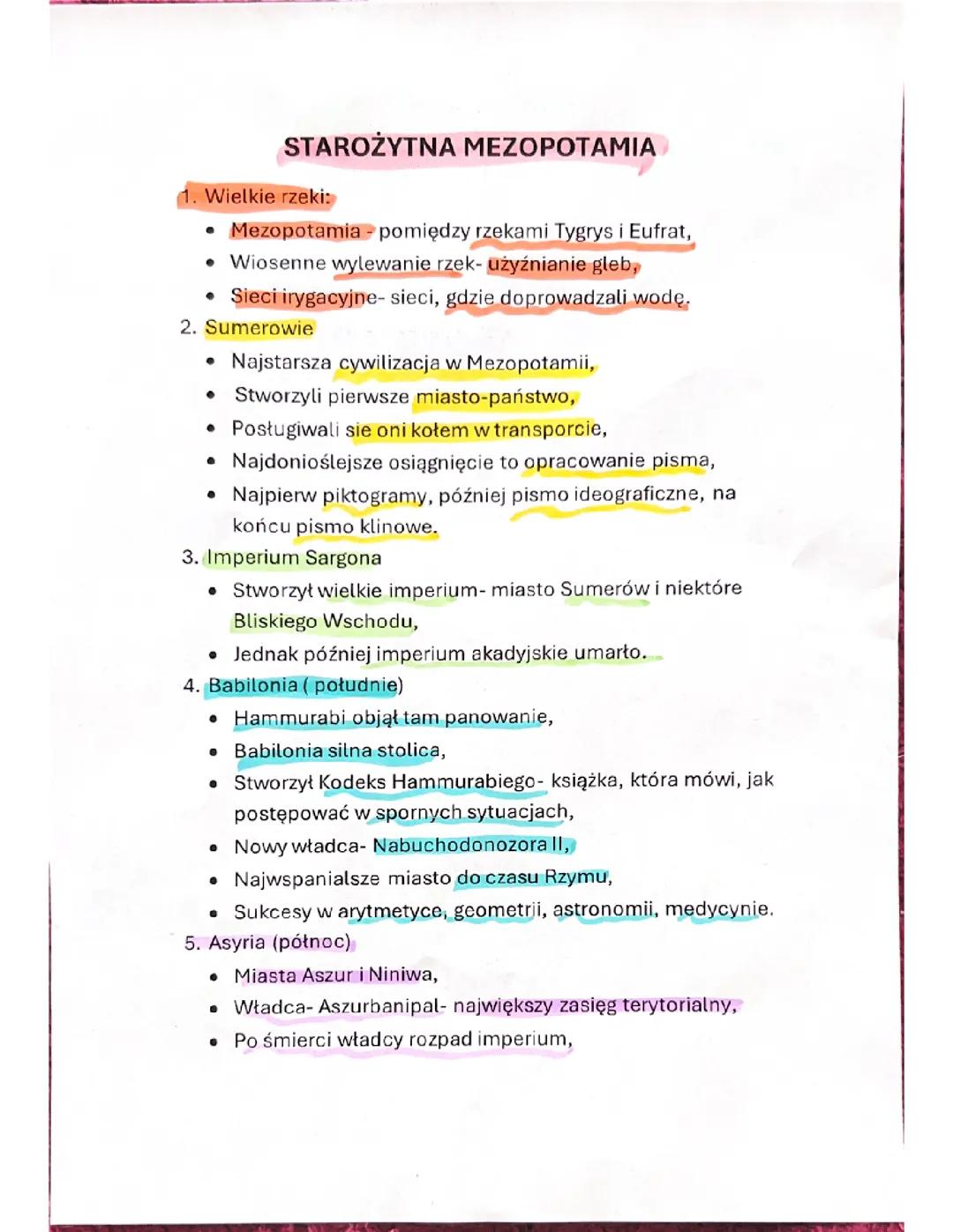 Historia i osiągnięcia starożytnej Mezopotamii