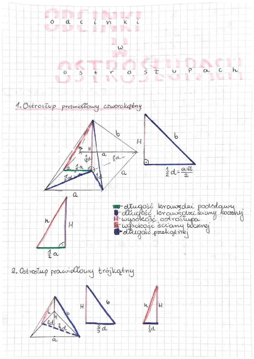Odcinki w ostrosłupach