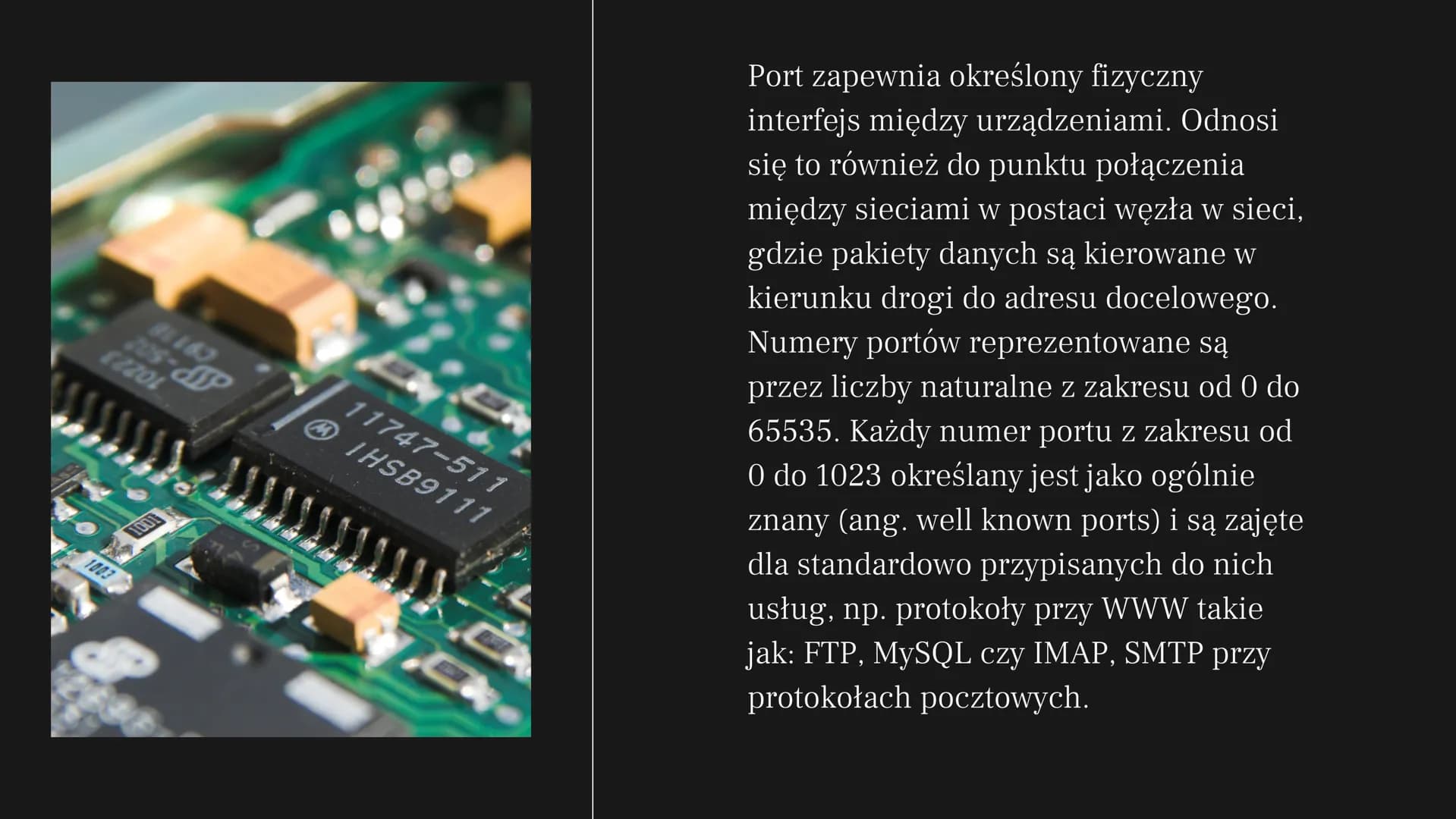 PORTY
Aleksandra Charchut S
P
I
S
TRESC-
0-1
PORTY
1. Przydatne pojęcia
2. Definicja portu
3. Podział portów
4. Protokół DNS:
4.1. Definicja