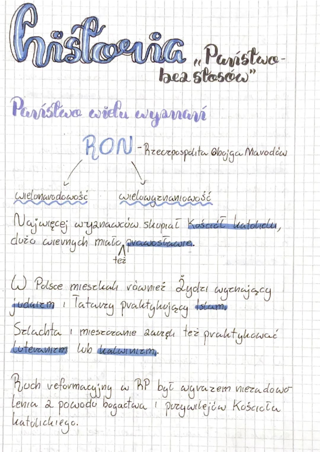 historia
Purístwo widu wyararı
«Państwo-
bea stosów"
RON - Rzeczpospolita Obojgan Mavodów
N
Wielonarodowośc wielowyznaniowość
Najwięcej wyzn