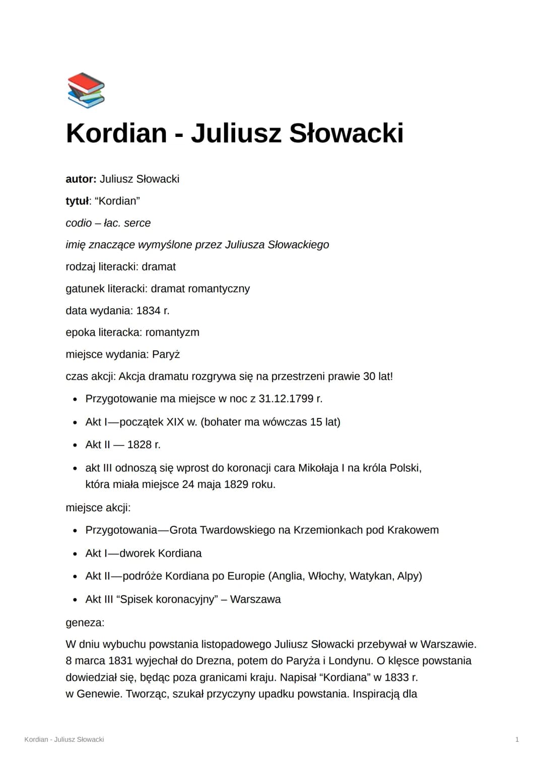 Kordian - Juliusz Słowacki
autor: Juliusz Słowacki
tytuł: "Kordian"
codiołac. serce
imię znaczące wymyślone przez Juliusza Słowackiego
rodza