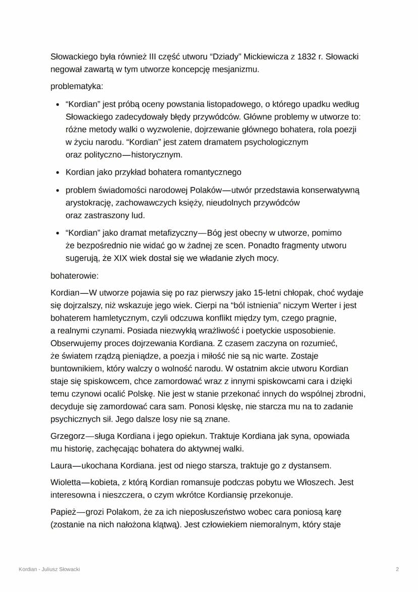 Kordian - Juliusz Słowacki
autor: Juliusz Słowacki
tytuł: "Kordian"
codiołac. serce
imię znaczące wymyślone przez Juliusza Słowackiego
rodza