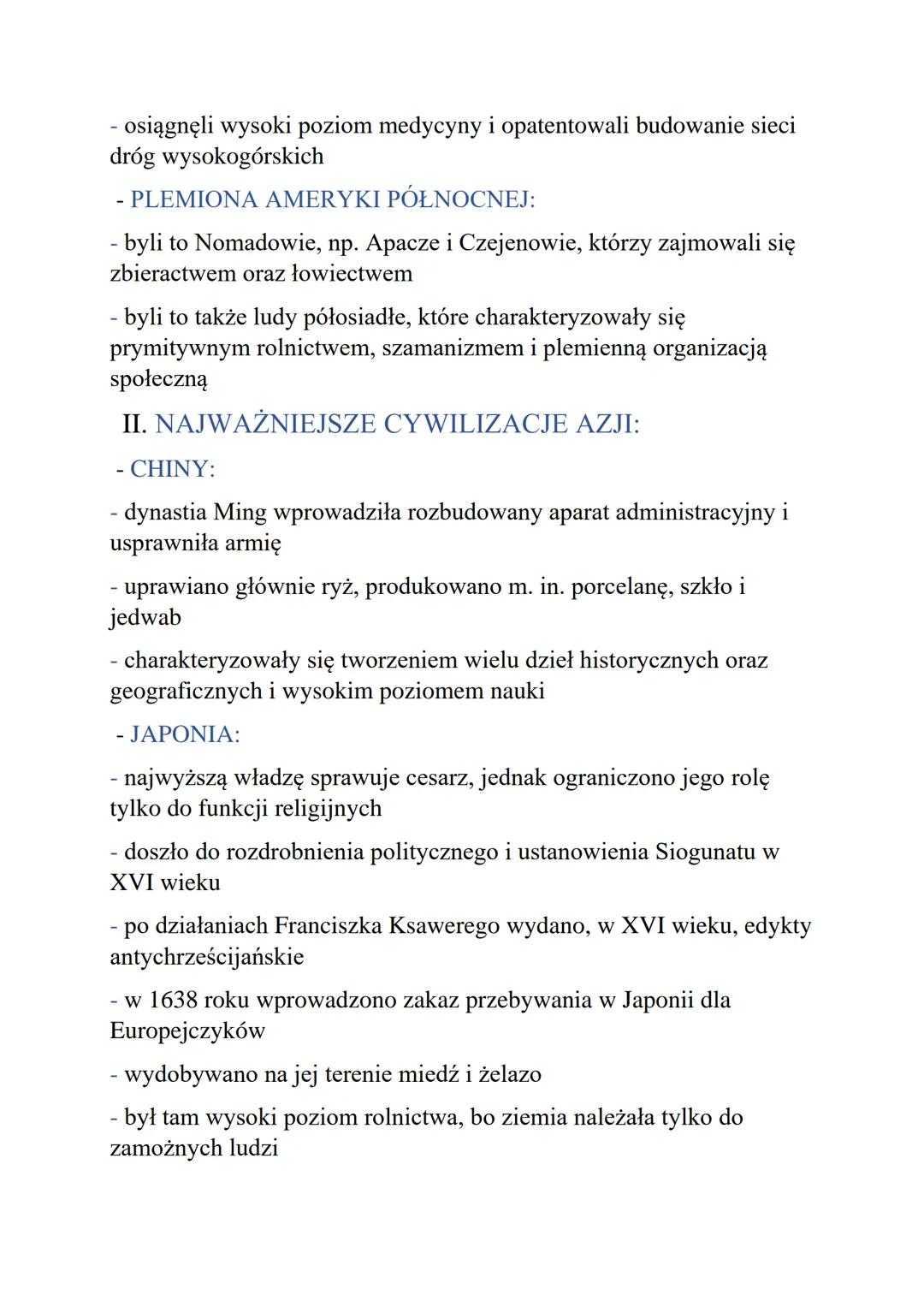 CYWILIZACJE
POZAEUROPEJSKIE
I. AMERYKA PREKOLUMBIJSKA:
- MAJOWIE:
- zamieszkiwali półwysep Jukatan
- największy rozwój przypada na lata 250 