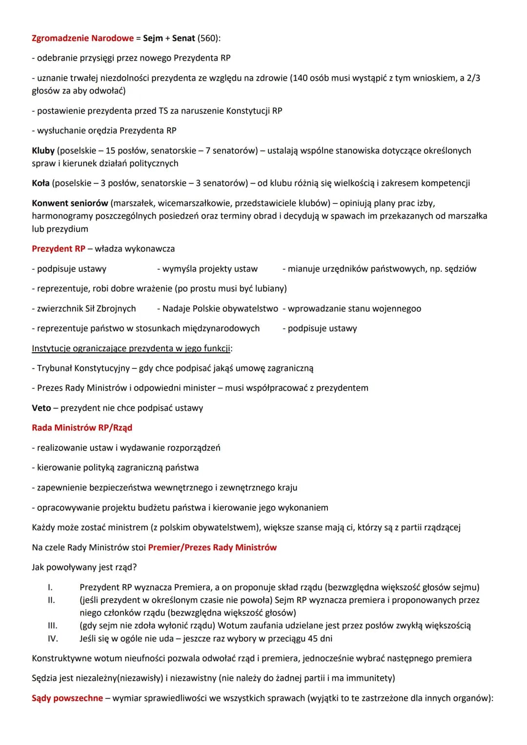 Konstytucja Rzeczpospolitej Polskiej - uchwalona 2.04.1997 przed Zgromadzenie Narodowe
- składa się z preambuły (uroczystego wstępu)
- i 243