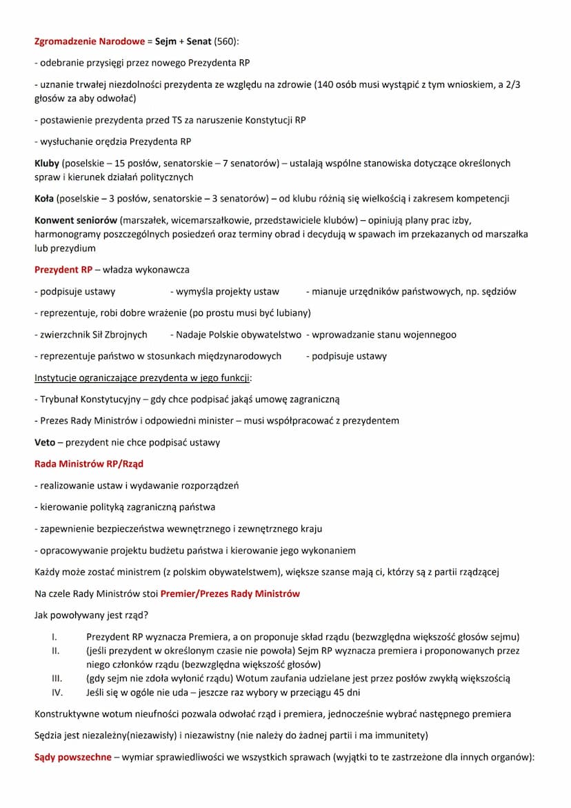 Konstytucja Rzeczpospolitej Polskiej - uchwalona 2.04.1997 przed Zgromadzenie Narodowe
- składa się z preambuły (uroczystego wstępu)
- i 243