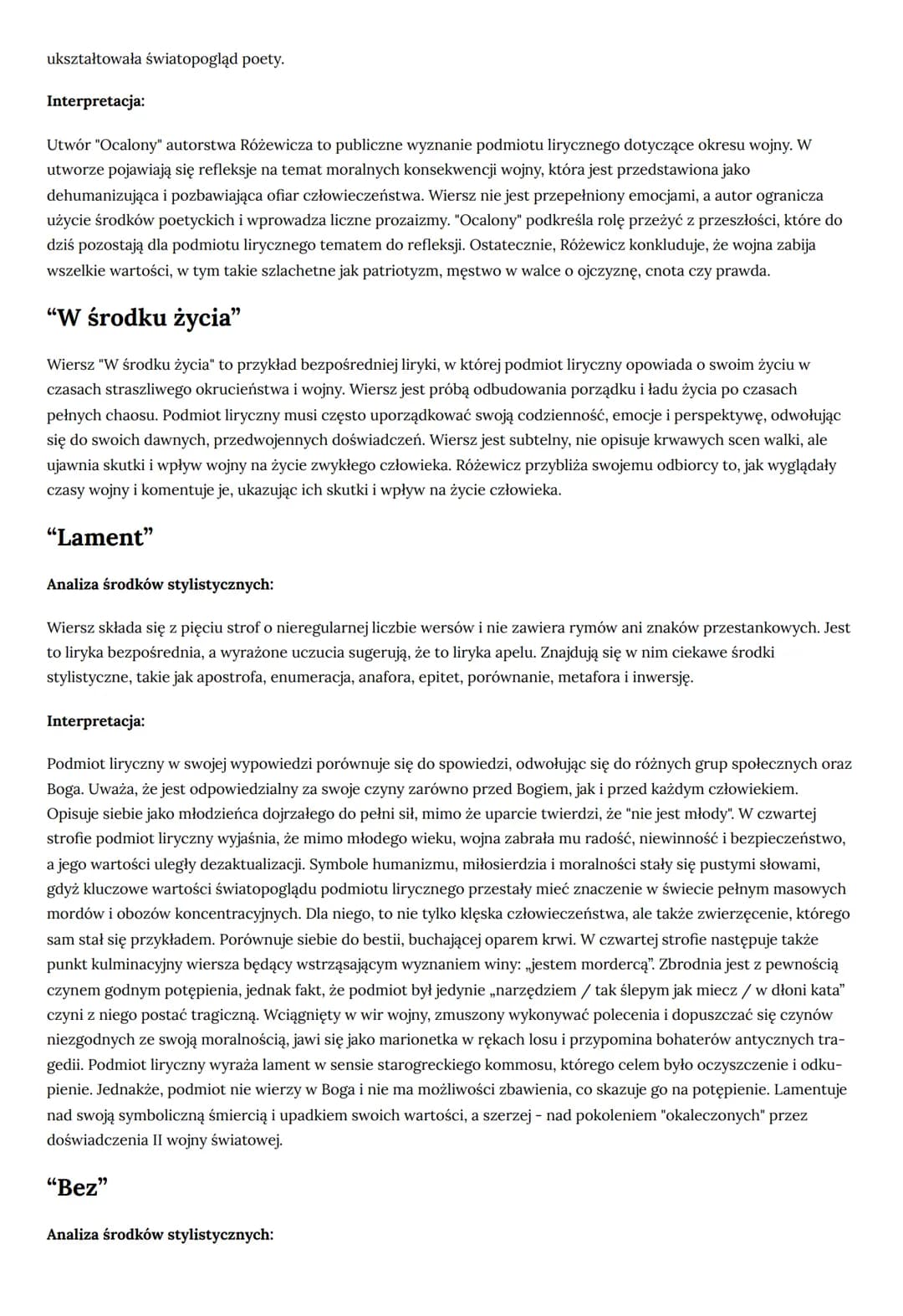 Tadeusz Różewicz 1921-2014
Problematyka i cechy poezji:
• Świadomość i psychika człowieka, który przeżył wojnę. Obsesja wspomnień i lęków, p
