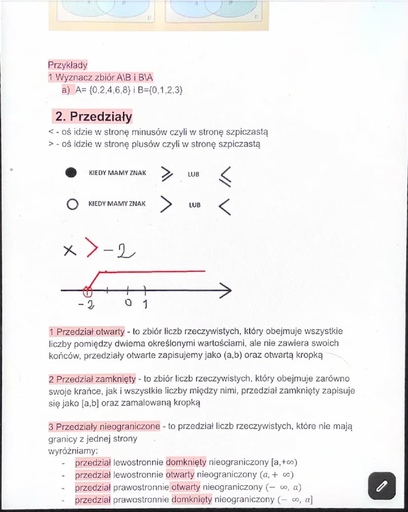 1. Działania na zbiorach
• Definicja - iloczynem zbiorów A i B (nazywanym również częścią wspólną
zbiorów) nazywamy zbiór elementów, które n